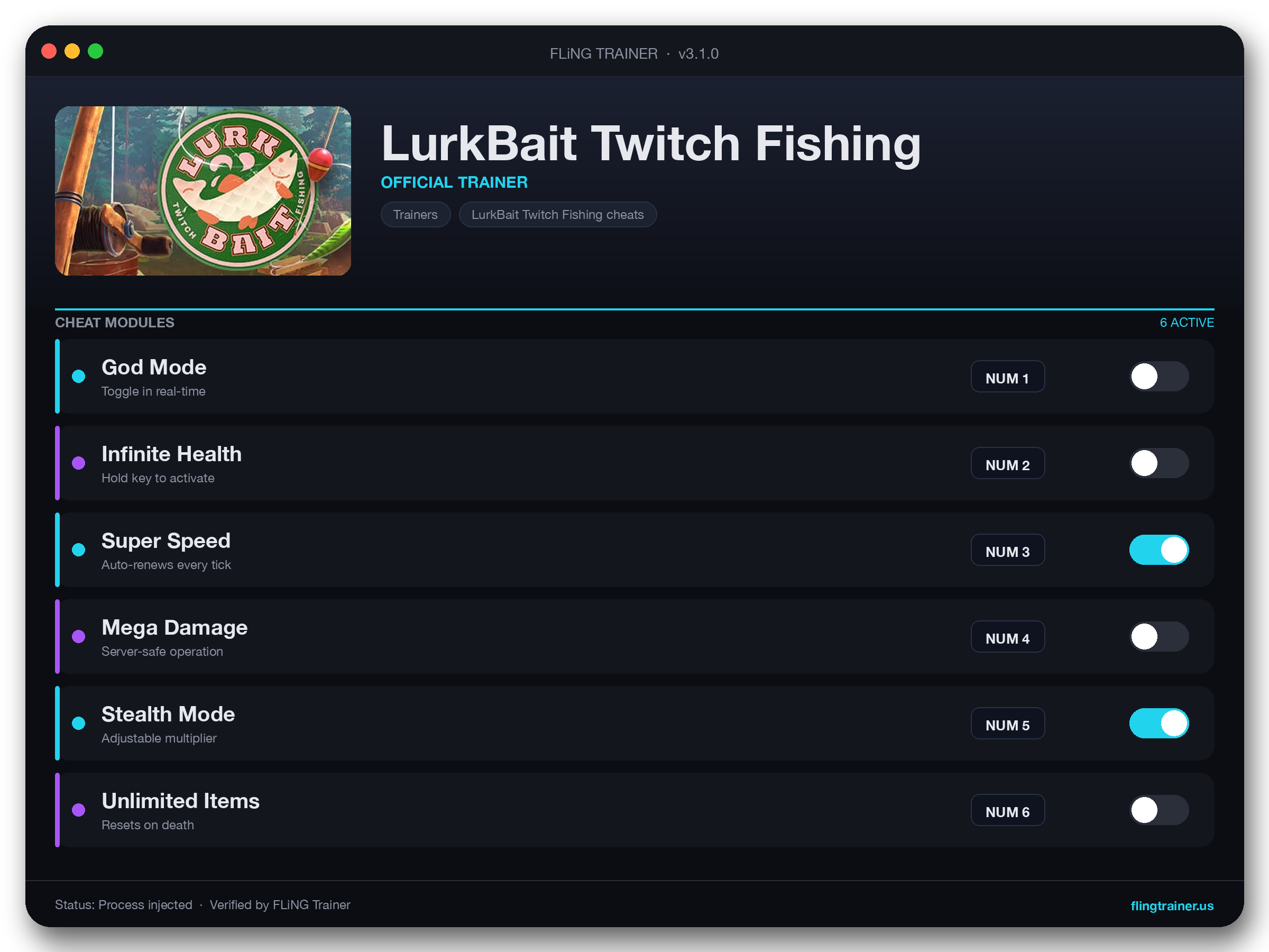 LurkBait Twitch Fishing Trainer interface