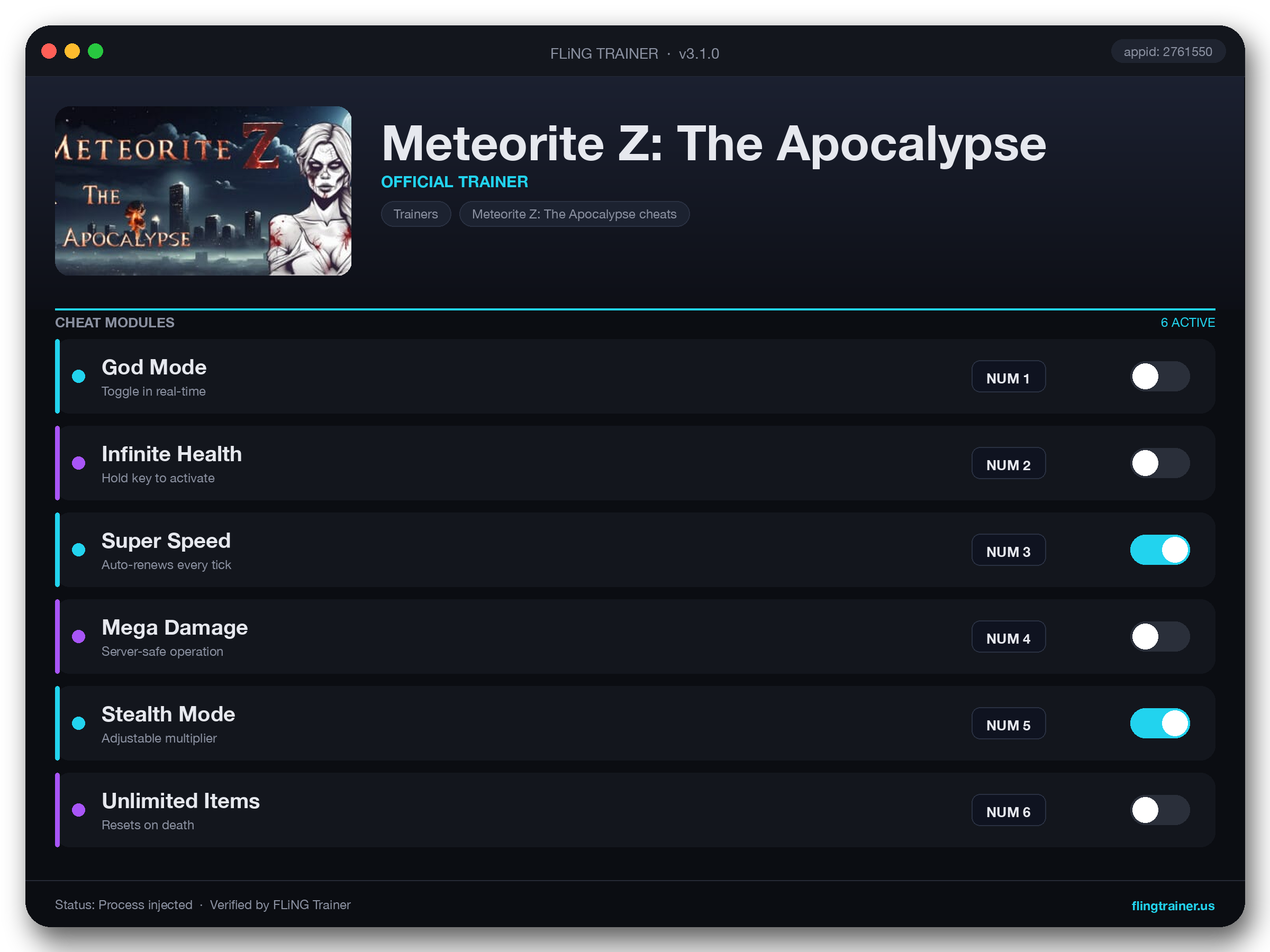 Meteorite Z: The Apocalypse Trainer interface