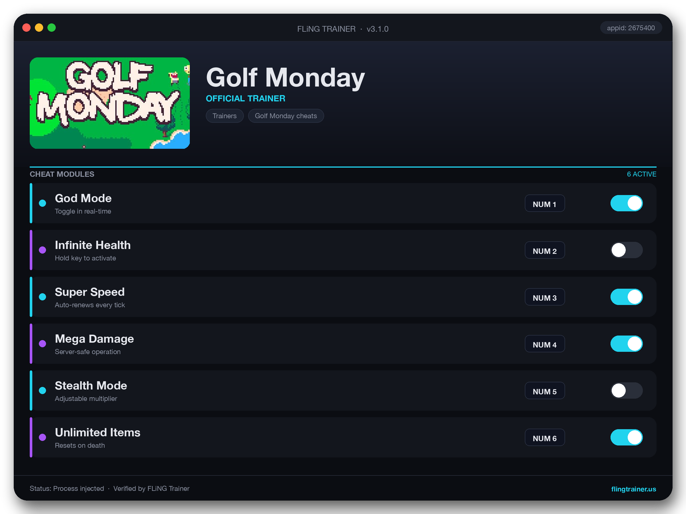 Golf Monday Trainer interface