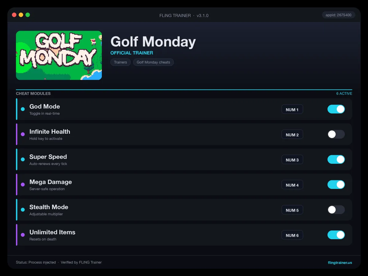 Golf Monday Trainer interface