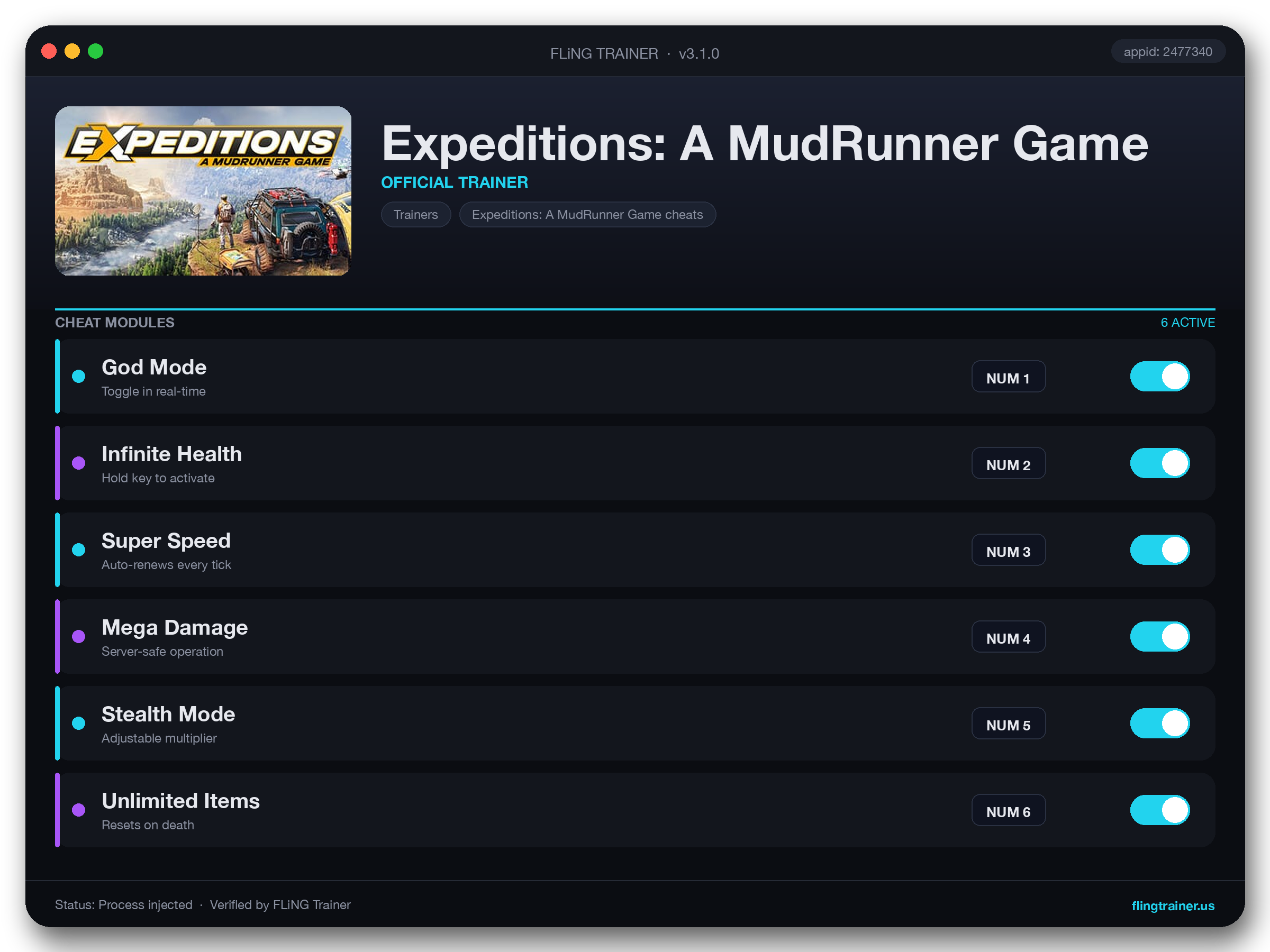Expeditions: A MudRunner Game Trainer interface