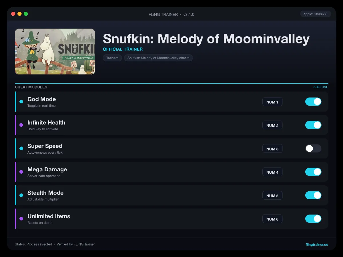 Snufkin: Melody of Moominvalley Trainer interface