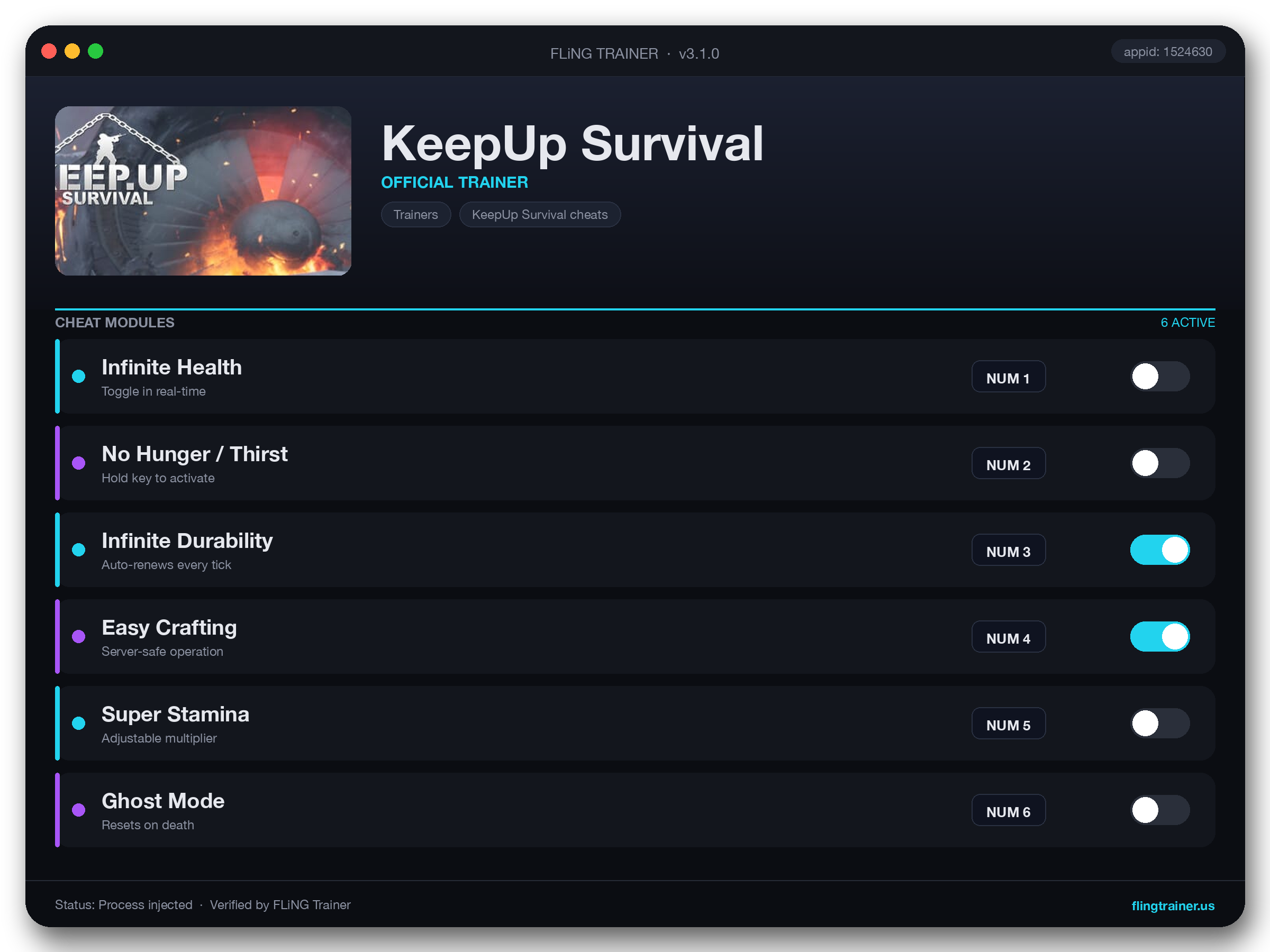 KeepUp Survival Trainer interface