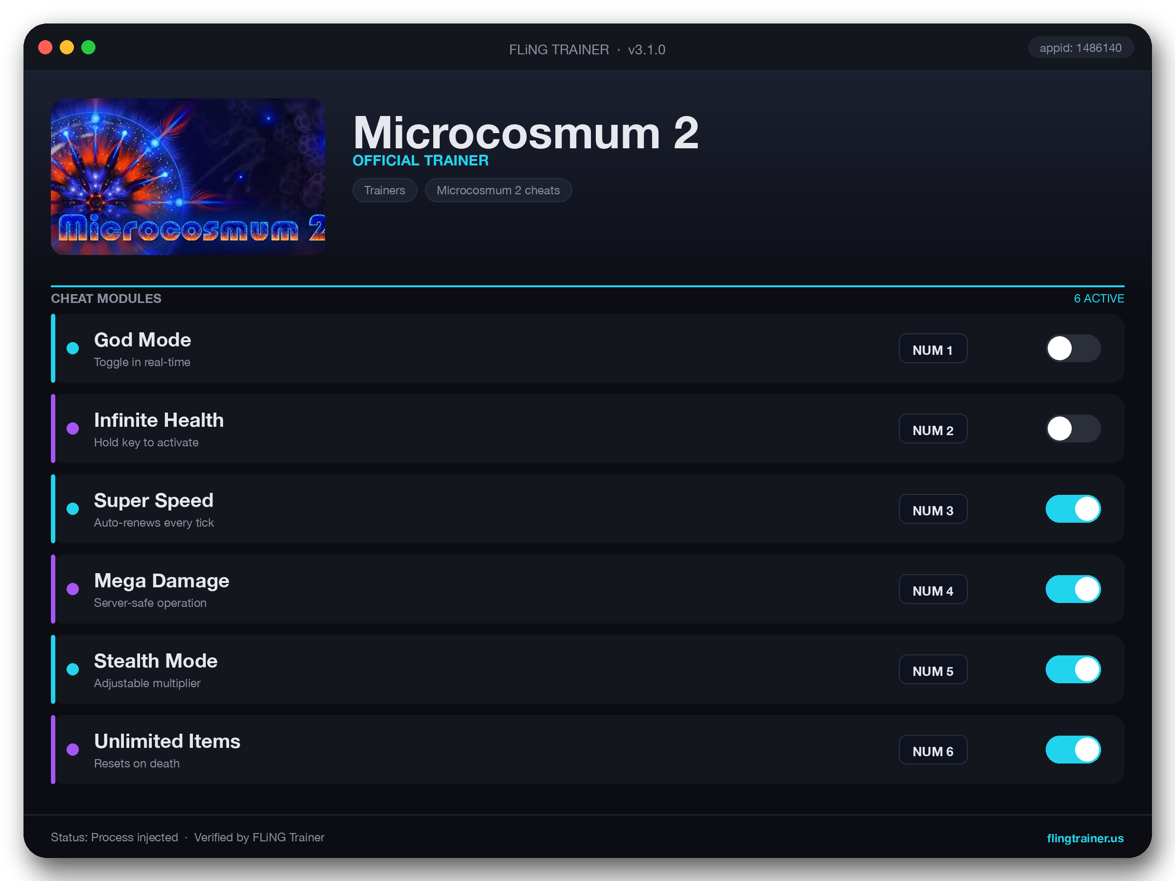Microcosmum 2 Trainer interface