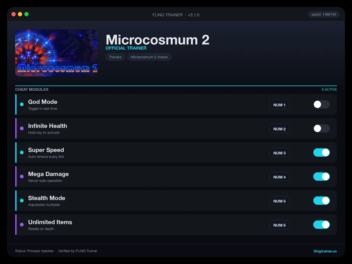 Microcosmum 2 Trainer interface
