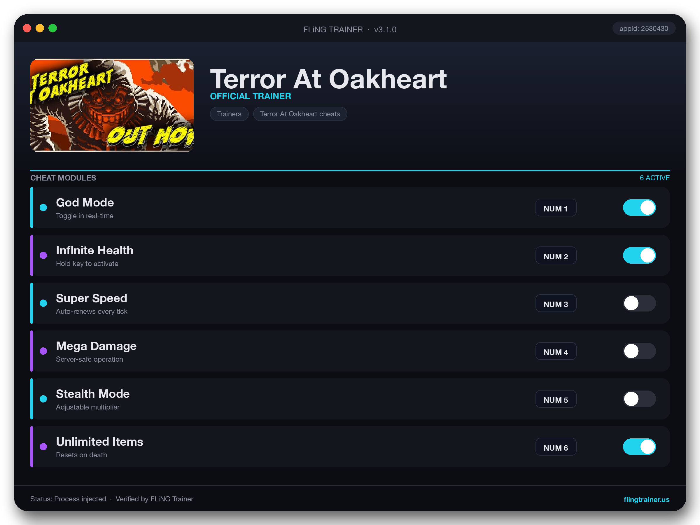 Terror At Oakheart Trainer interface