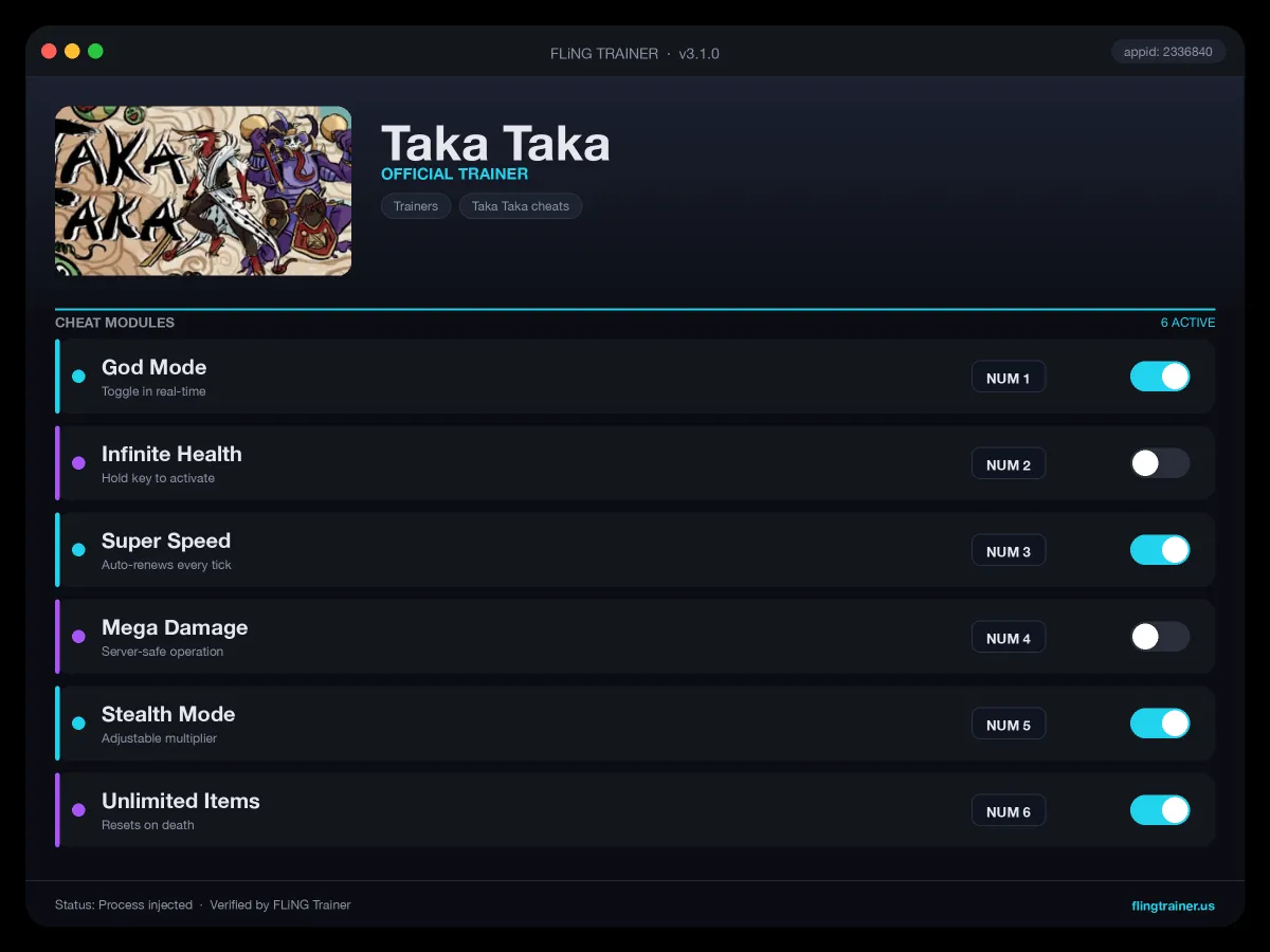 Taka Taka Trainer interface