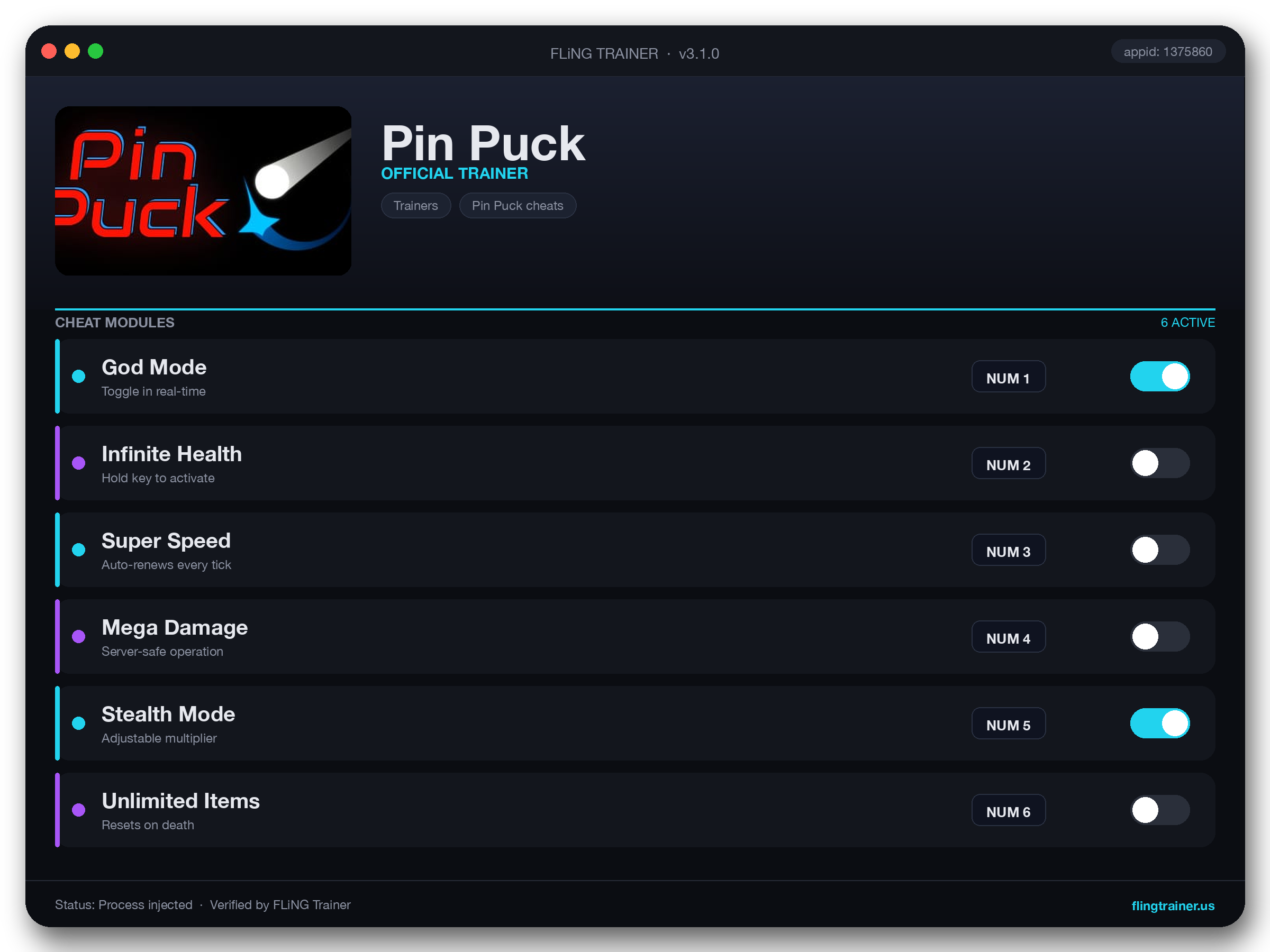 Pin Puck Trainer interface