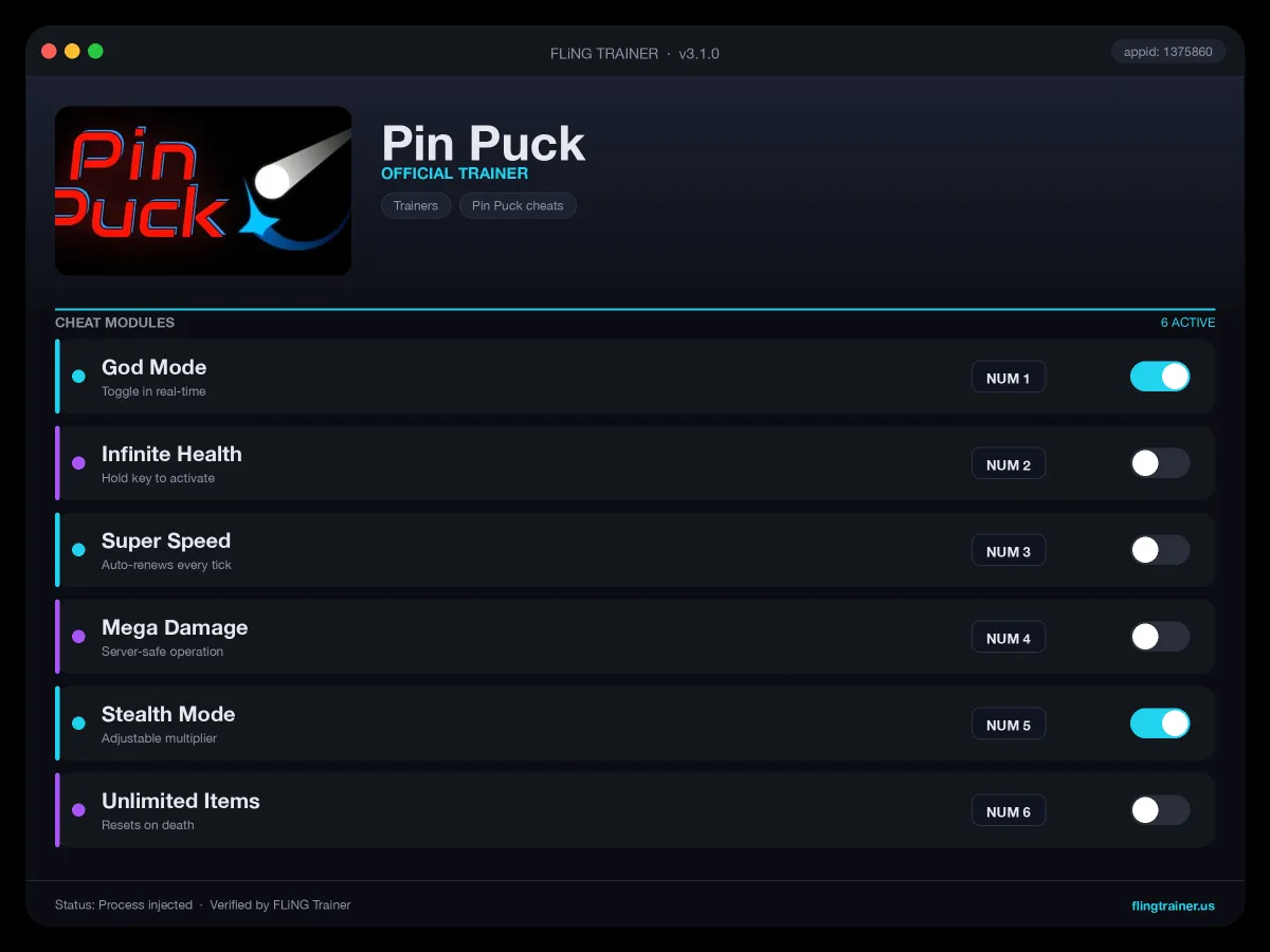 Pin Puck Trainer interface