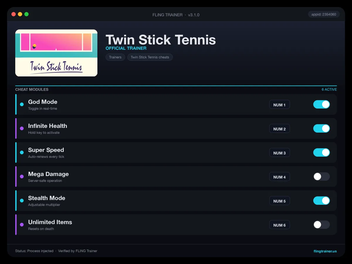 Twin Stick Tennis Trainer interface