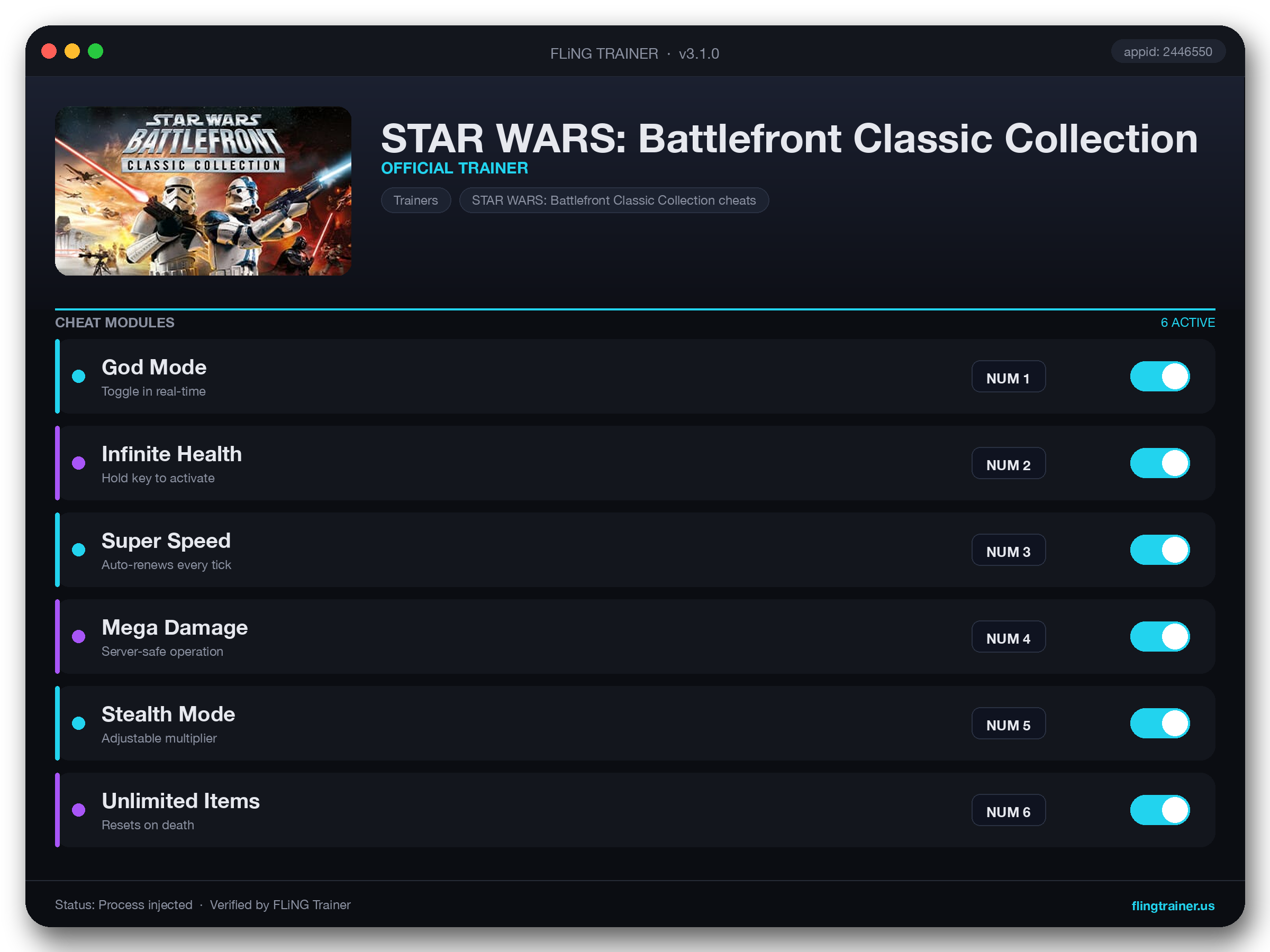 STAR WARS: Battlefront Classic Collection Trainer interface