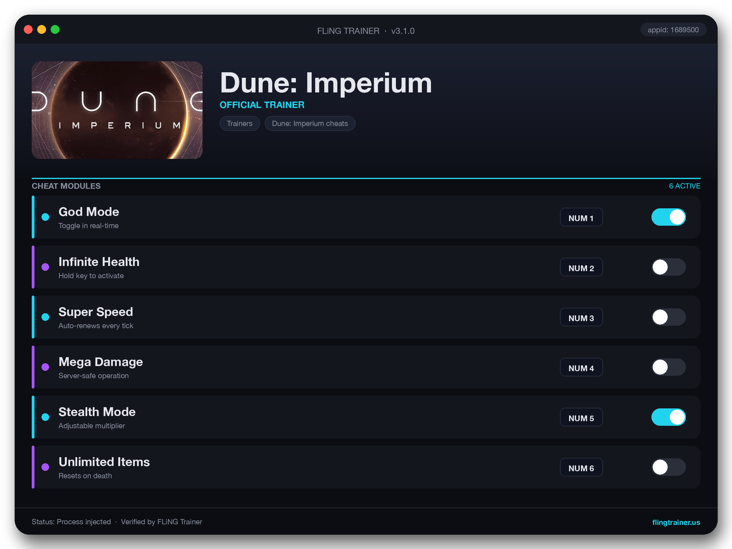Dune: Imperium Trainer interface
