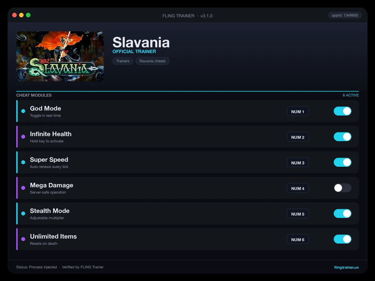 Slavania Trainer interface