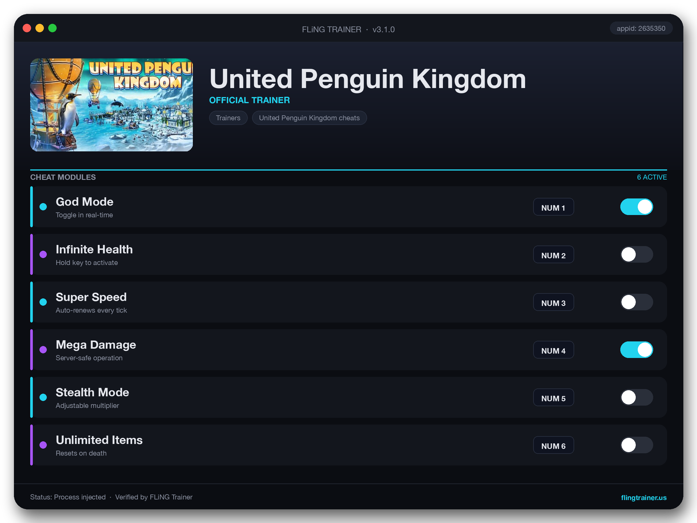 United Penguin Kingdom Trainer interface