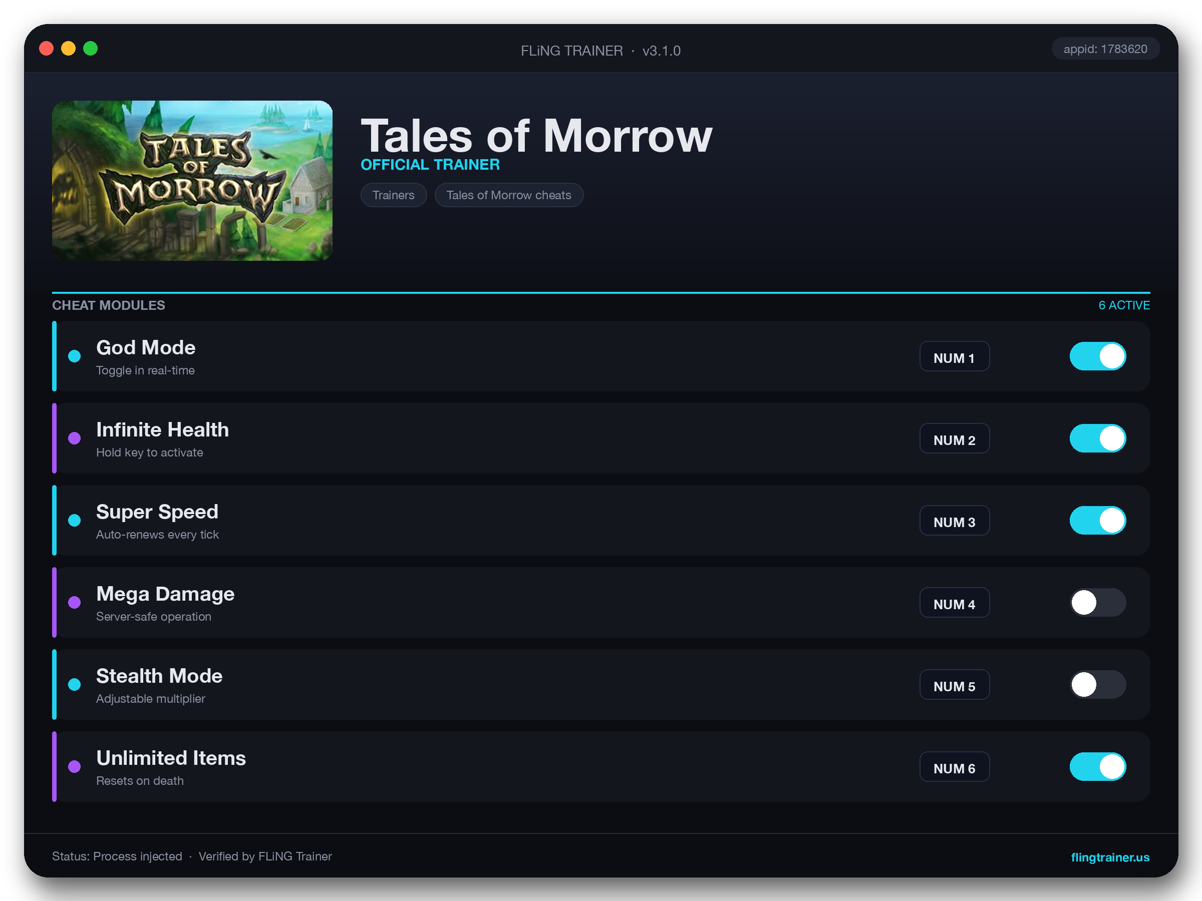 Tales of Morrow Trainer interface