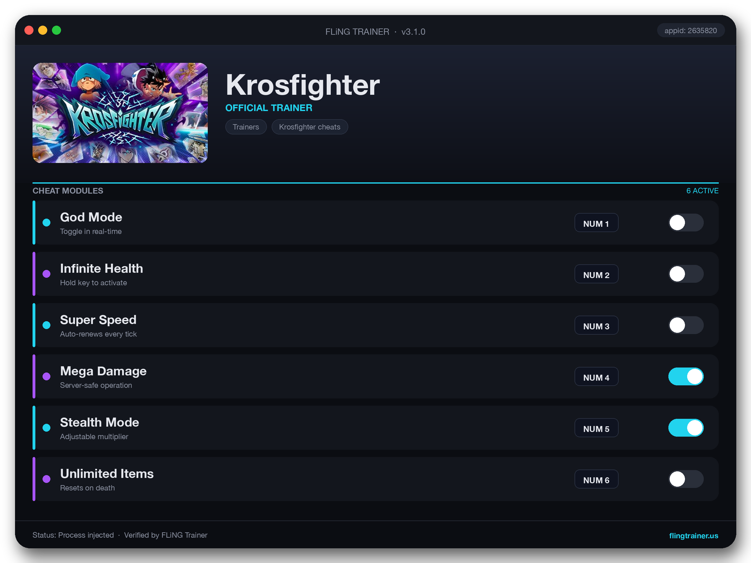 Krosfighter Trainer interface