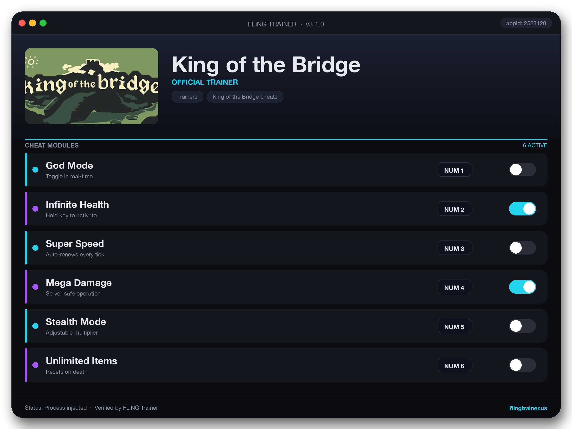 King of the Bridge Trainer interface