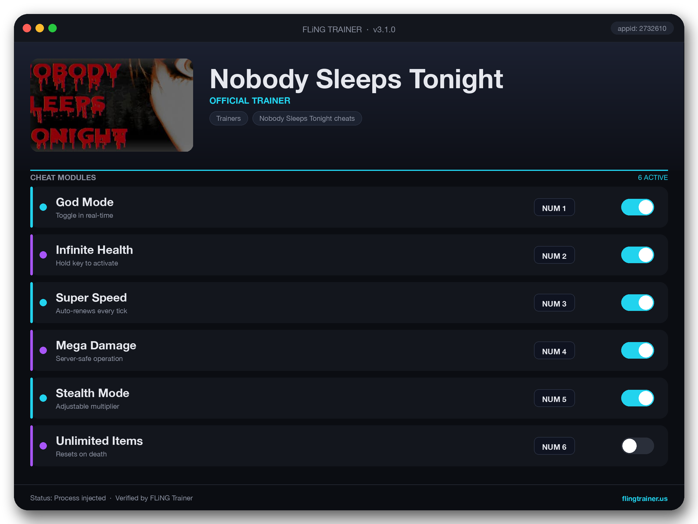 Nobody Sleeps Tonight Trainer interface