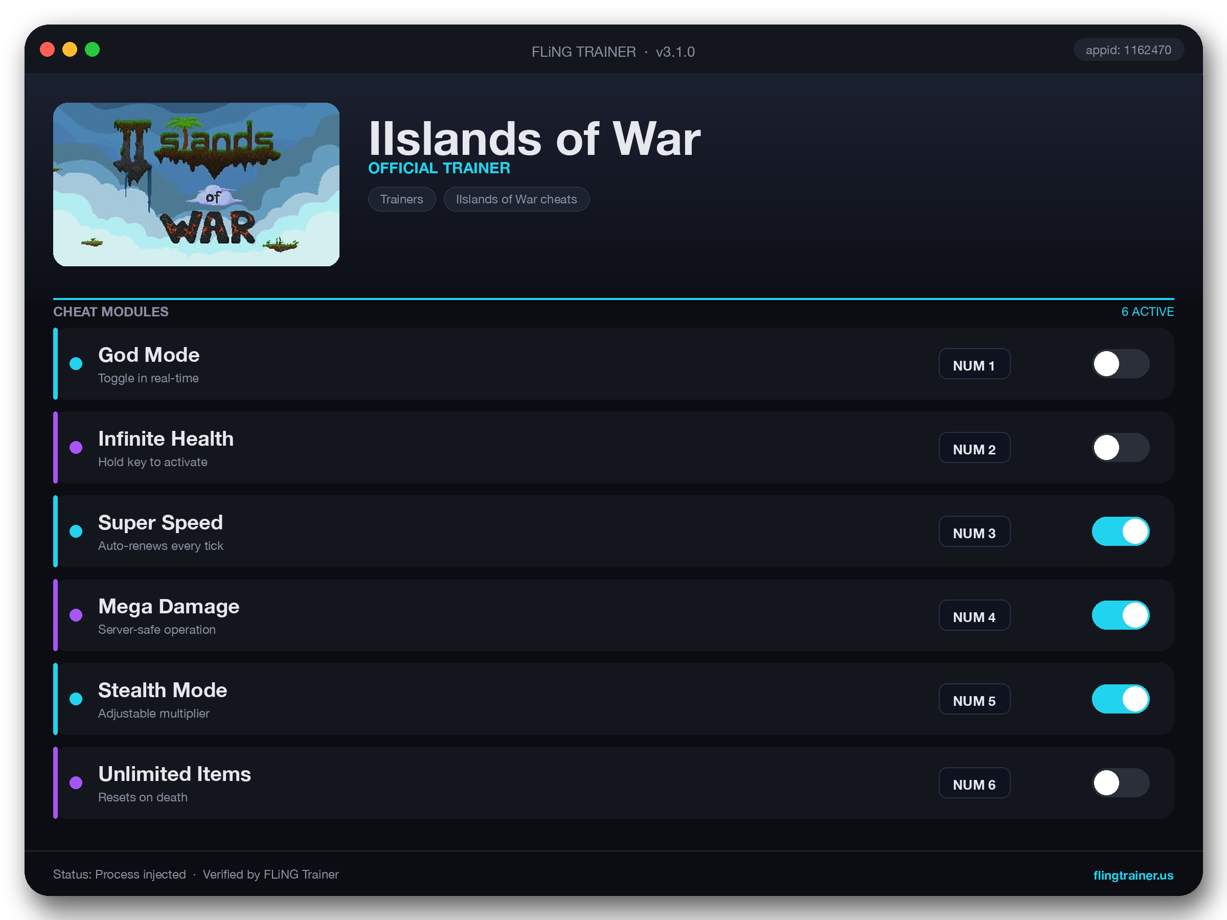 IIslands of War Trainer interface
