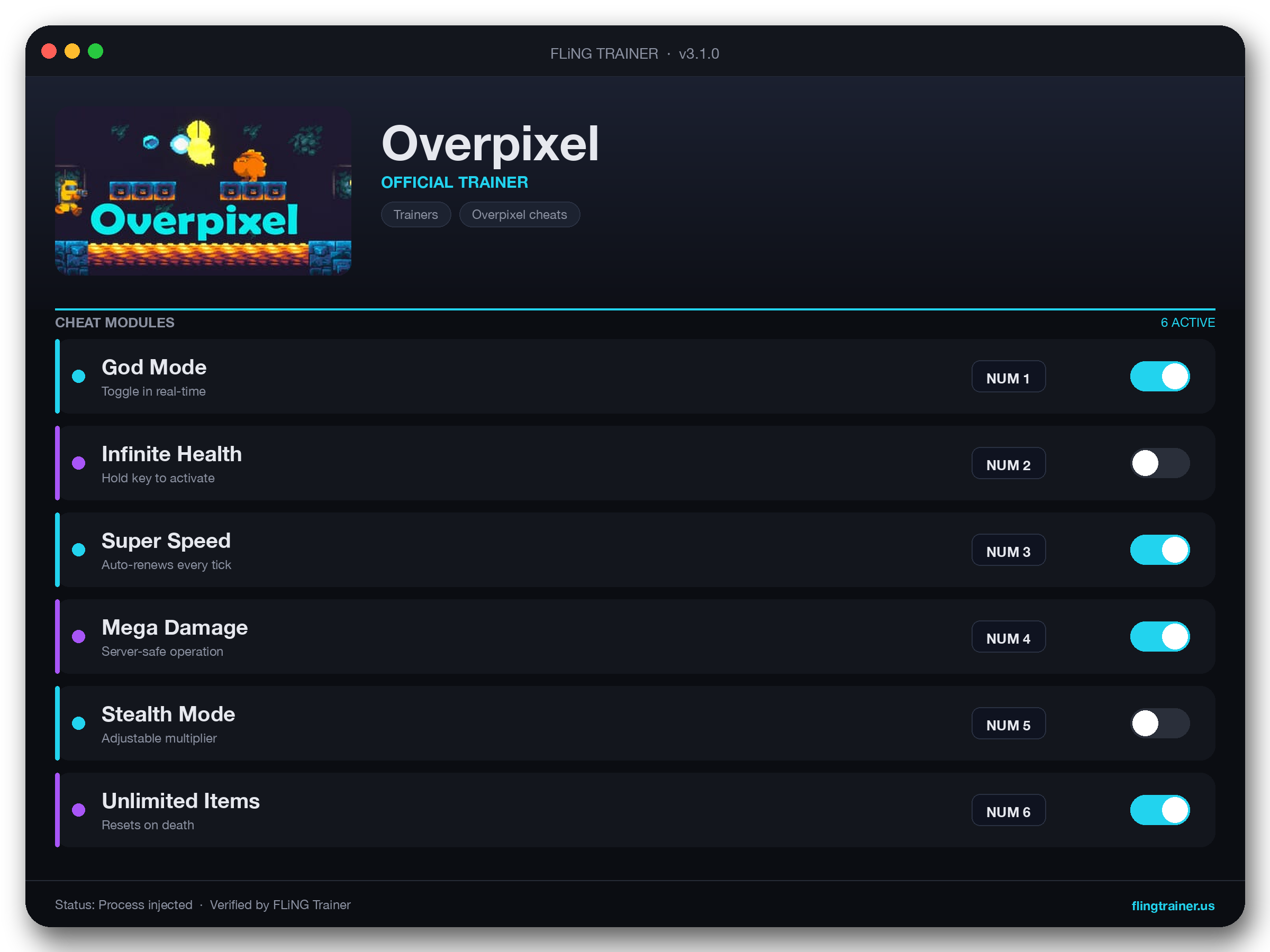 Overpixel Trainer interface