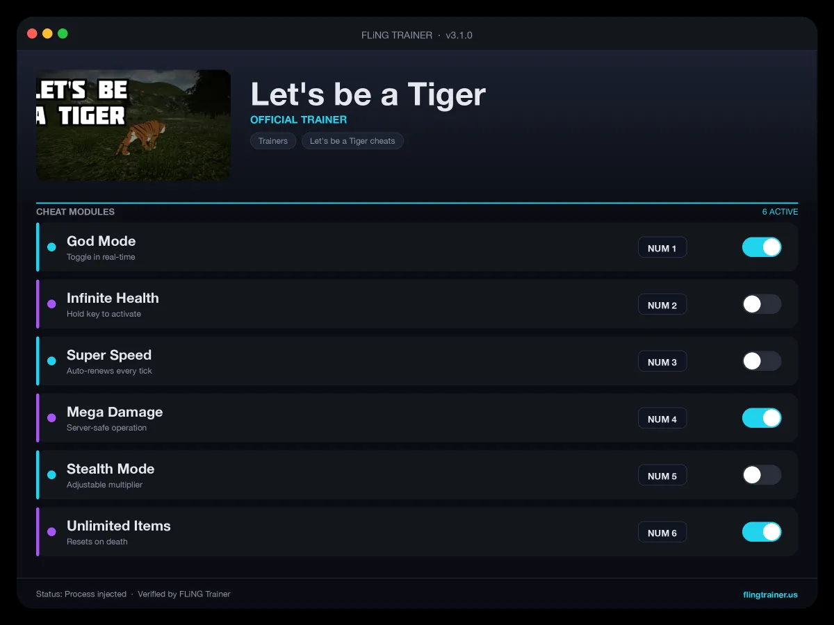 Let's be a Tiger Trainer interface