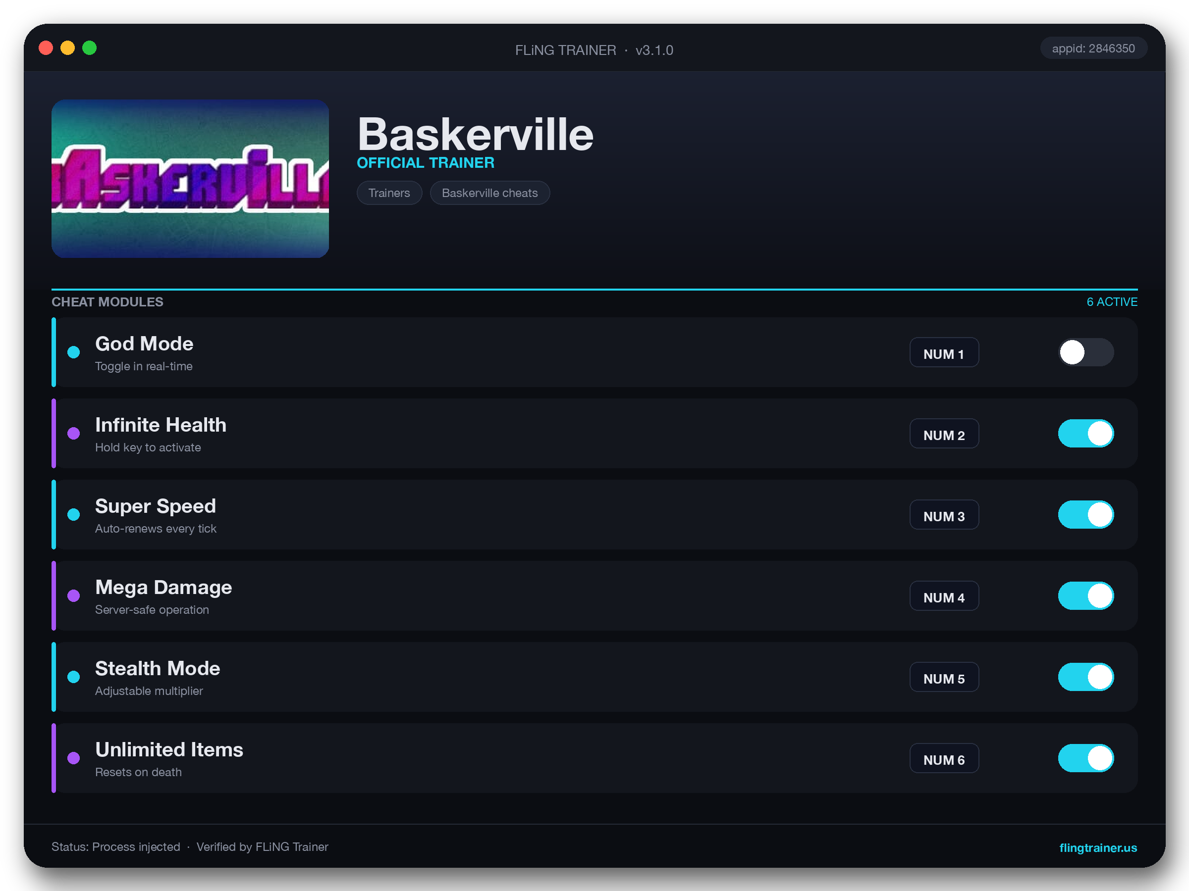Baskerville Trainer interface