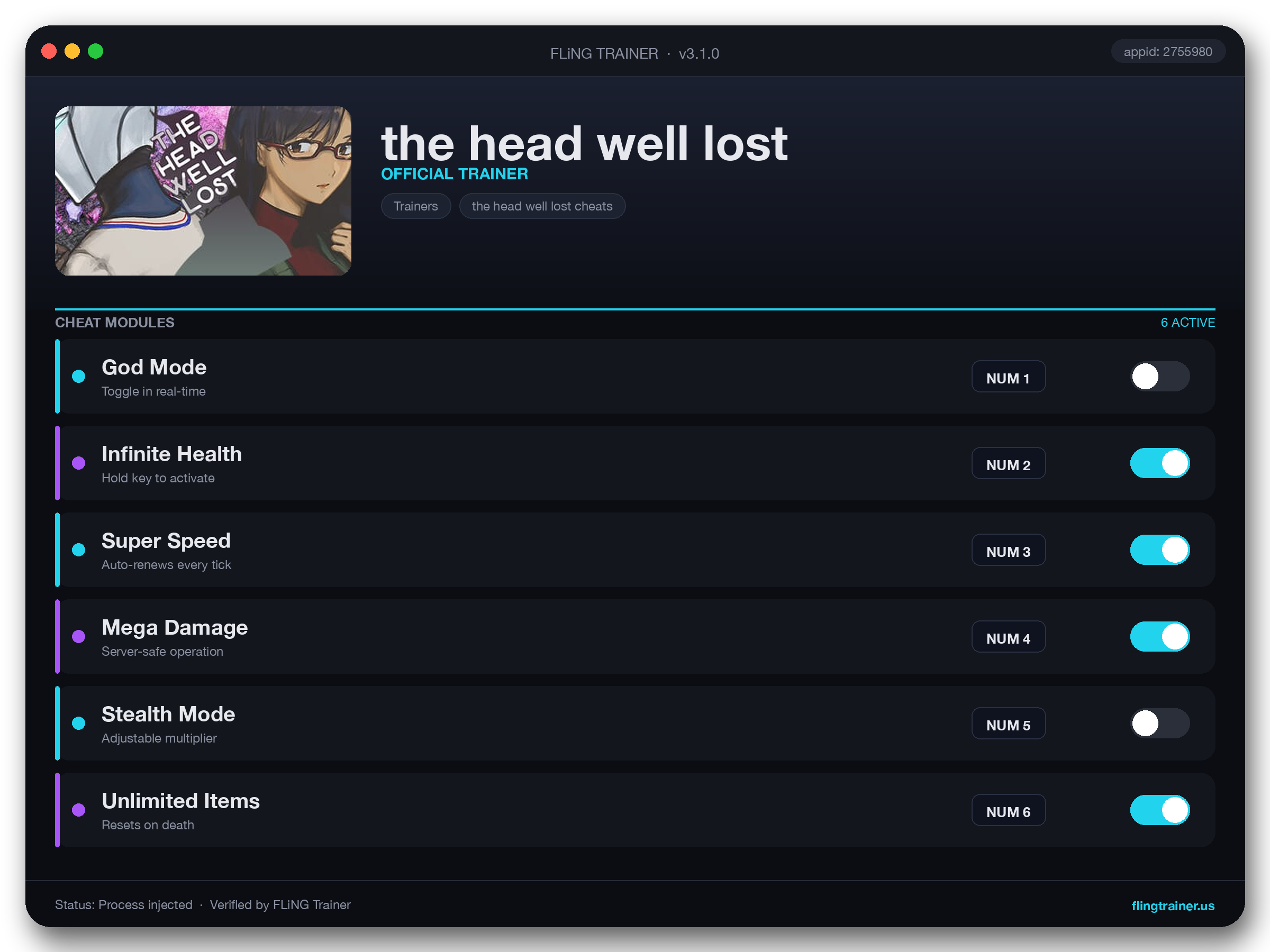 the head well lost Trainer interface