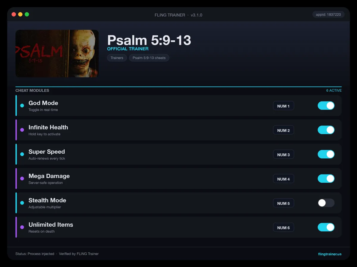 Psalm 5:9-13 Trainer interface