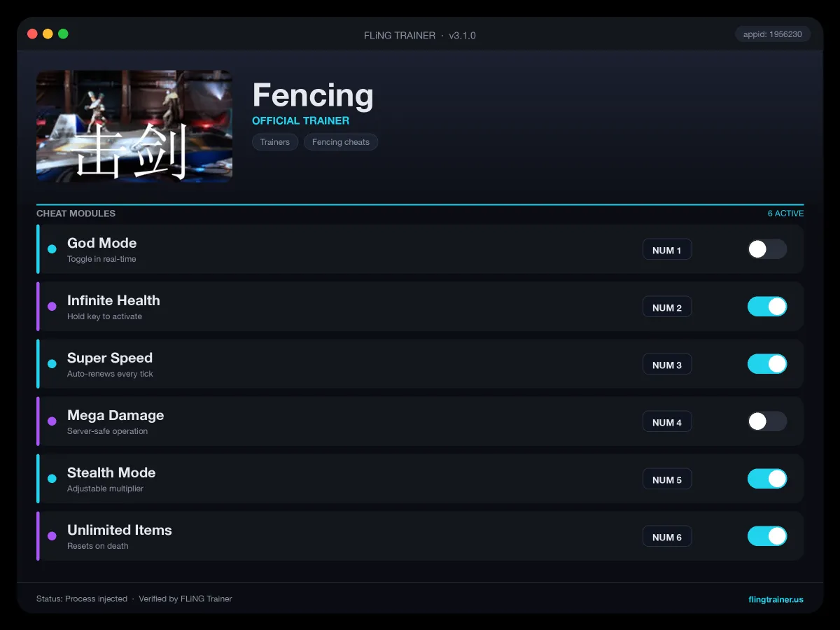 Fencing Trainer interface