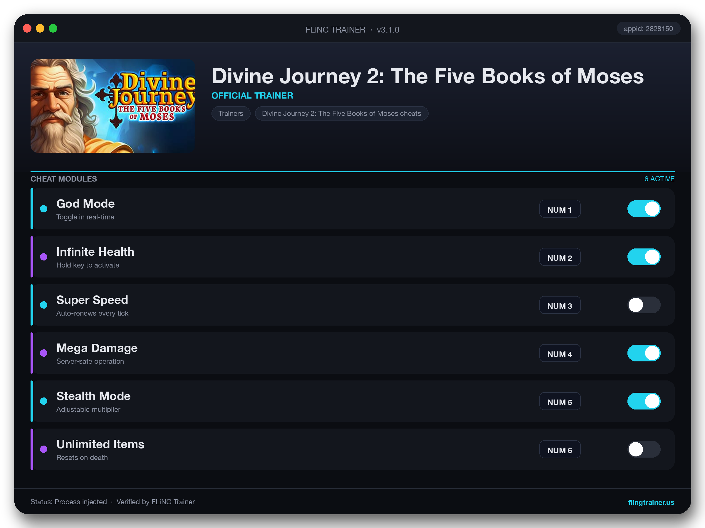 Divine Journey 2: The Five Books of Moses Trainer interface