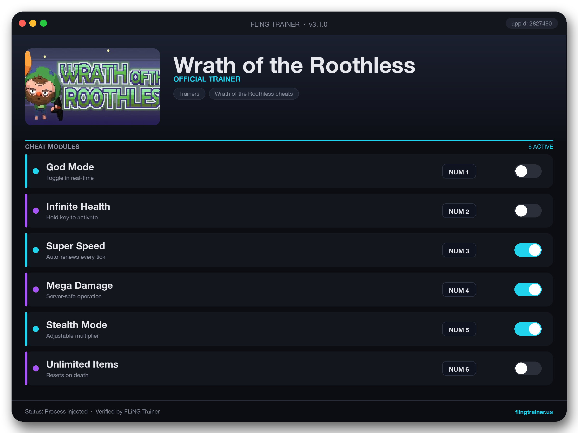 Wrath of the Roothless Trainer interface