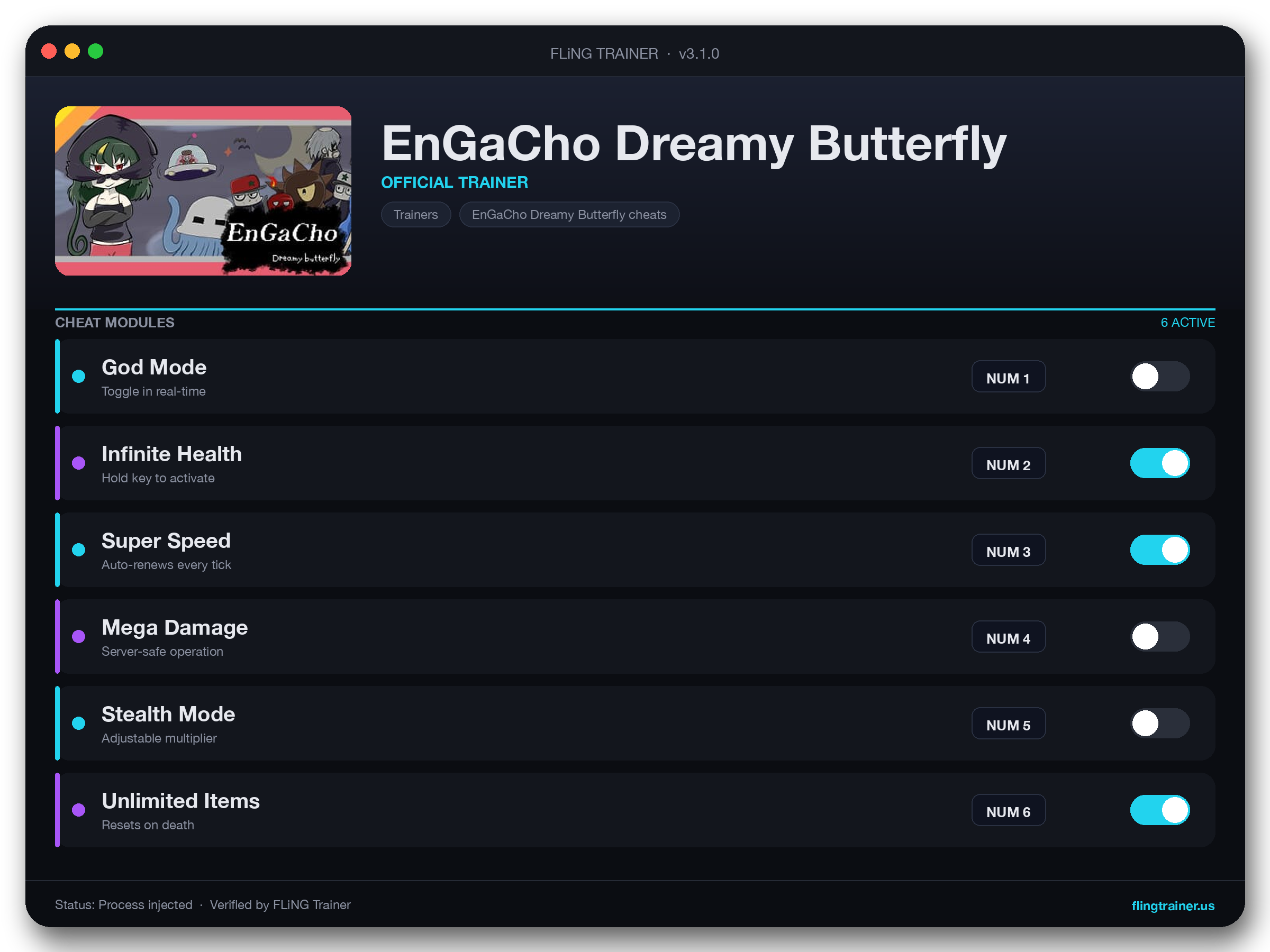 EnGaCho Dreamy Butterfly Trainer interface