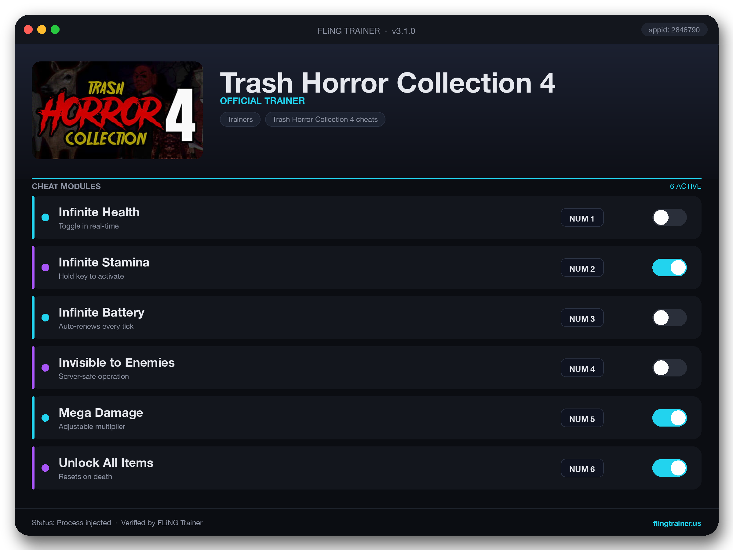 Trash Horror Collection 4 Trainer interface