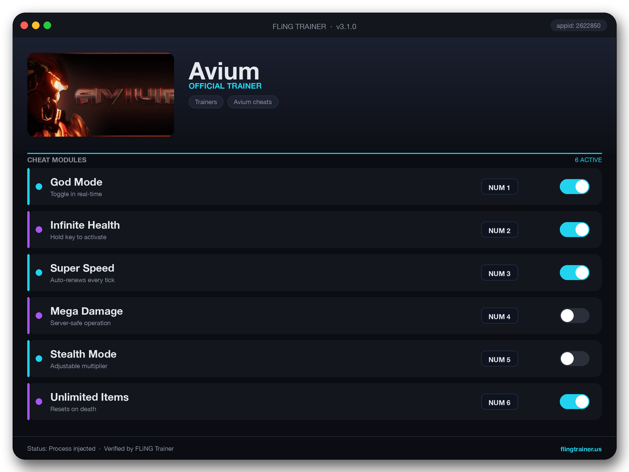 Avium Trainer interface