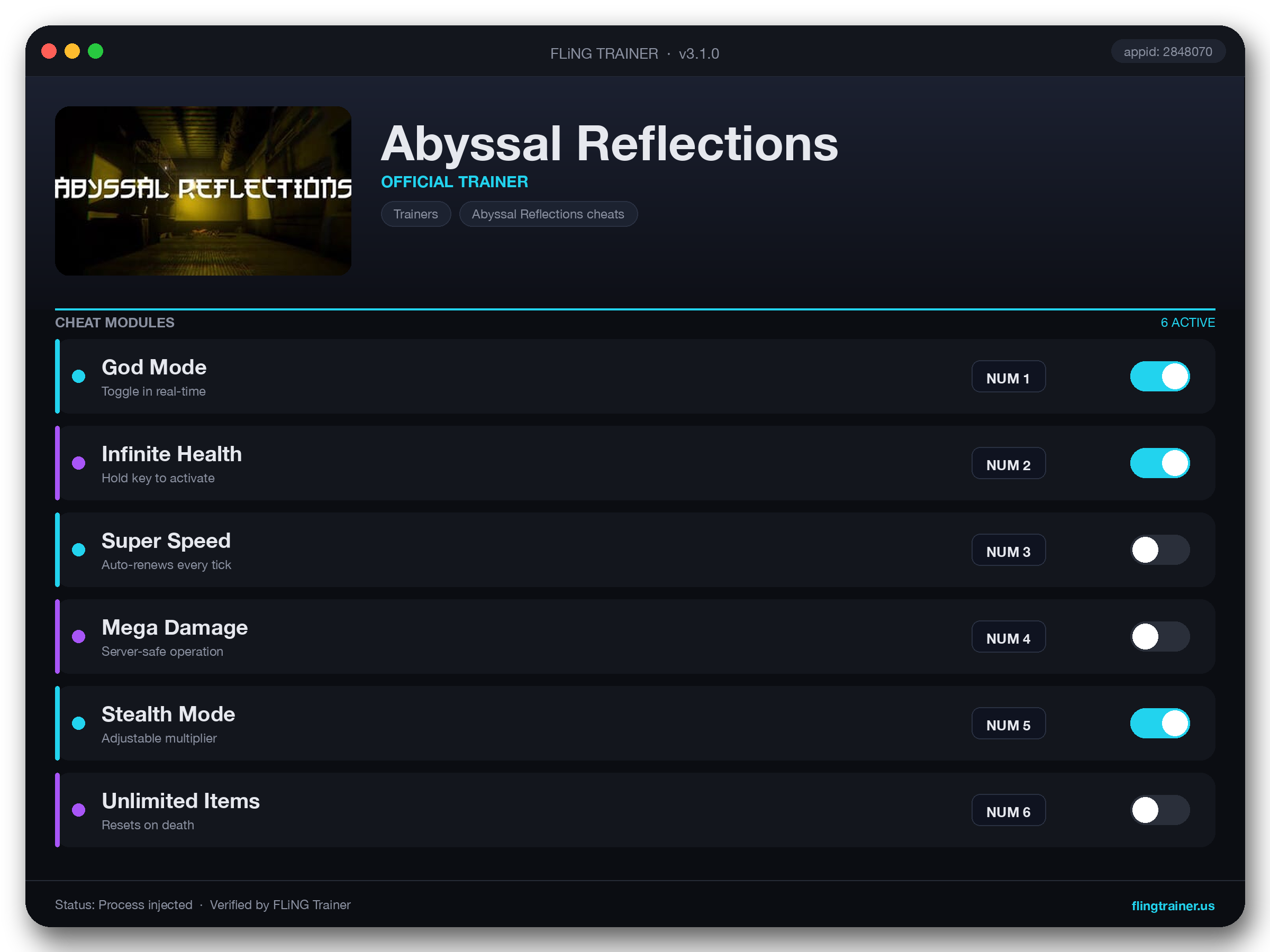 Abyssal Reflections Trainer interface