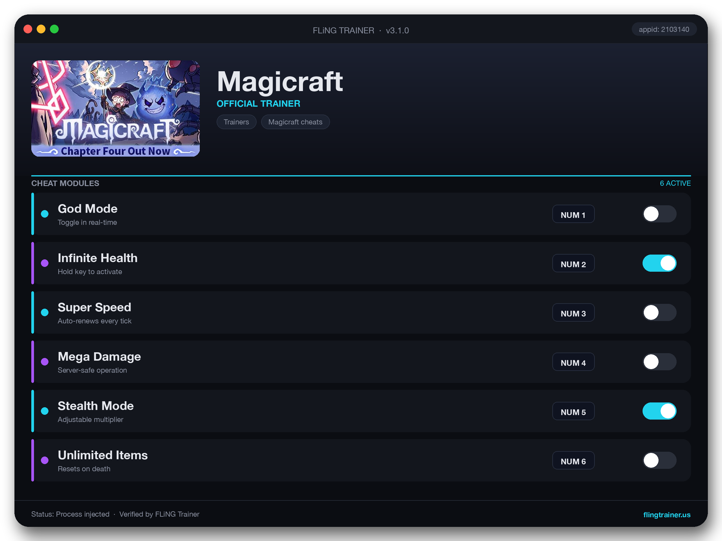 Magicraft Trainer interface