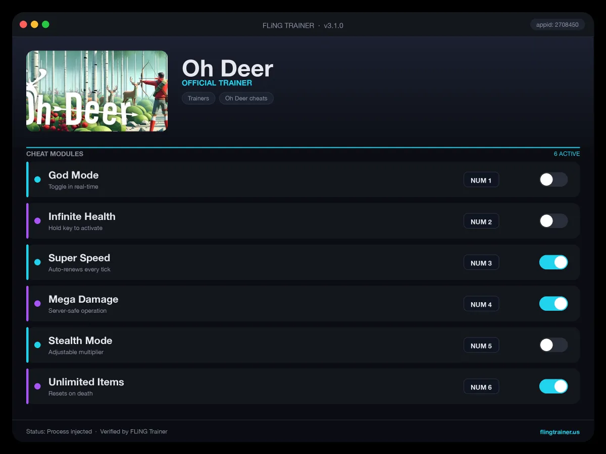 Oh Deer Trainer interface