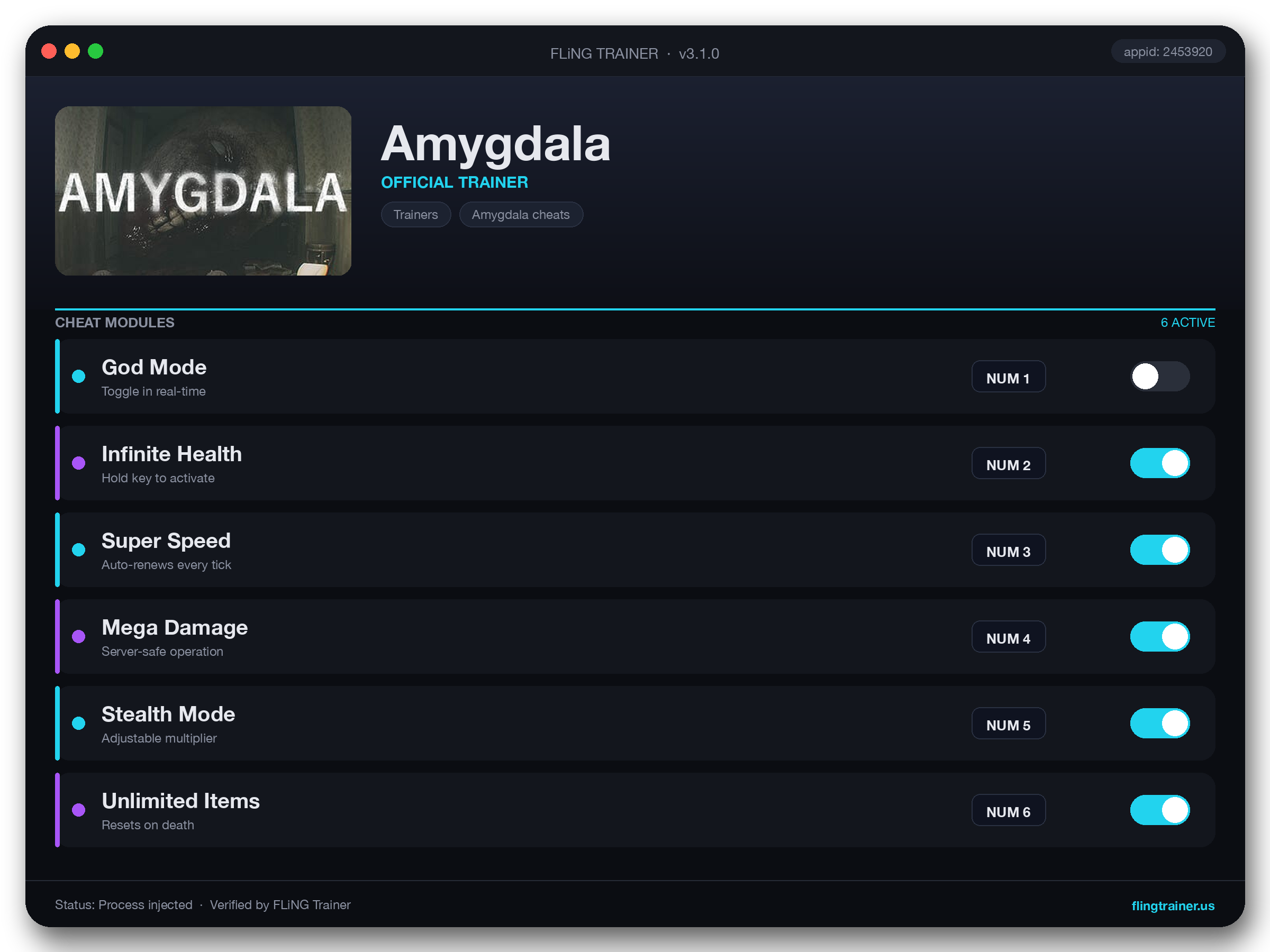 Amygdala Trainer interface