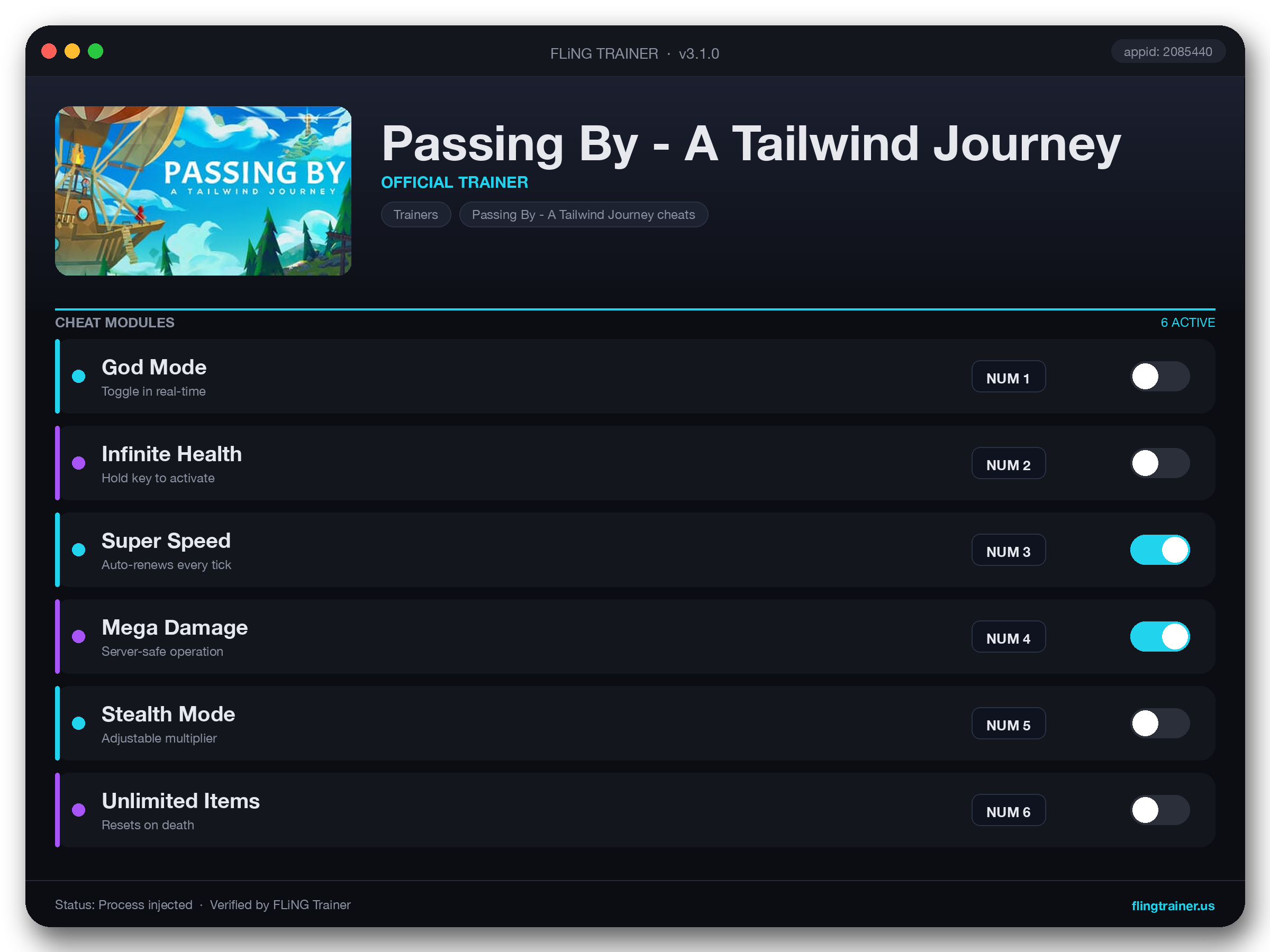 Passing By - A Tailwind Journey Trainer interface