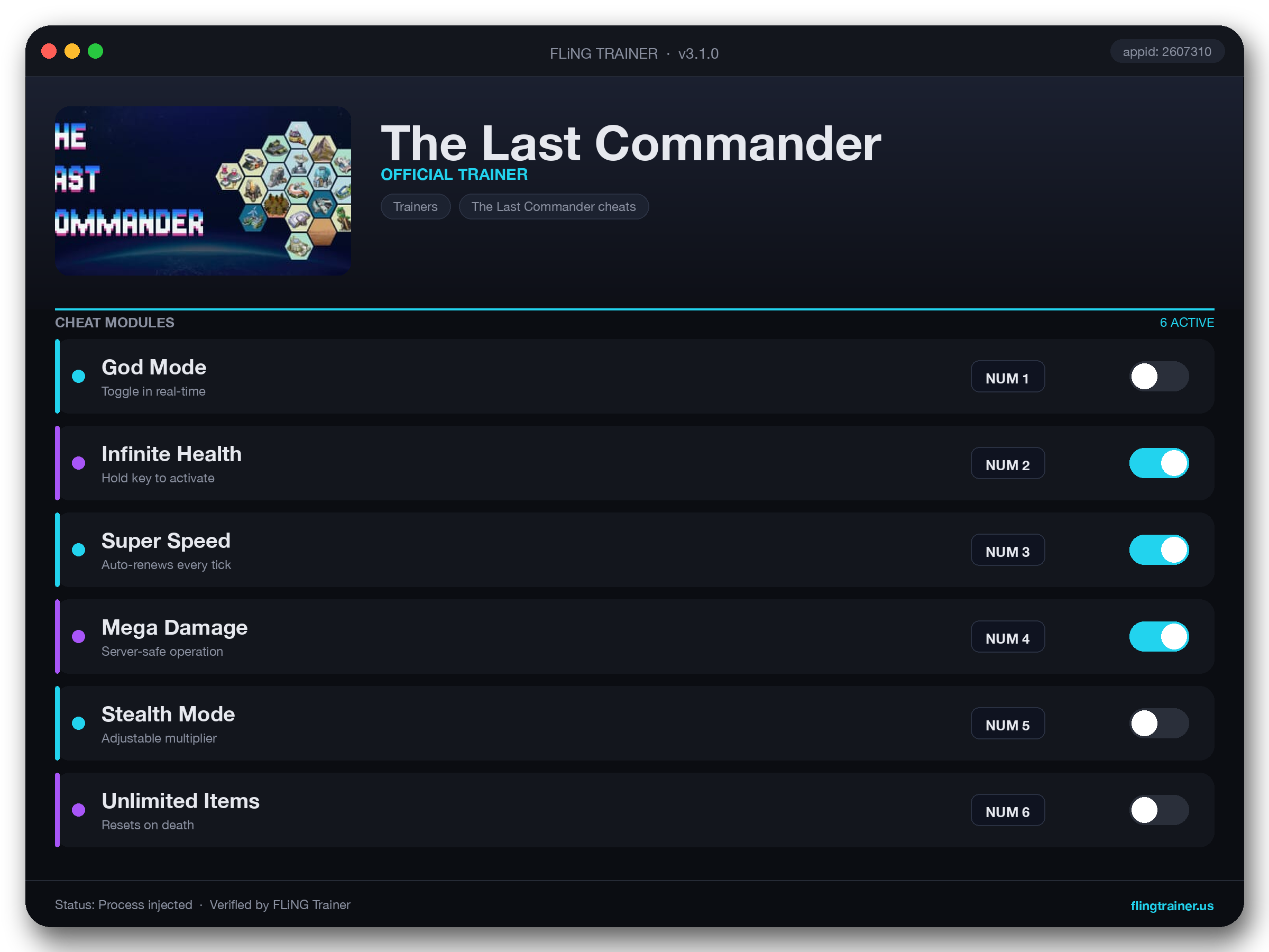The Last Commander Trainer interface