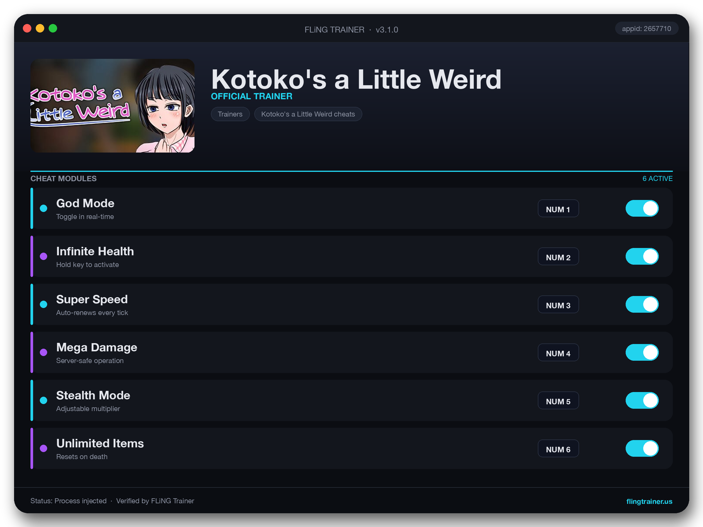 Kotoko's a Little Weird Trainer interface