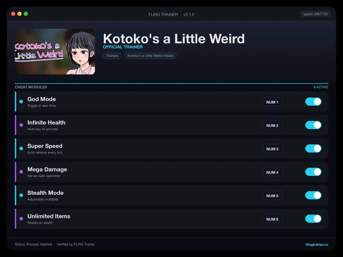 Kotoko's a Little Weird Trainer interface