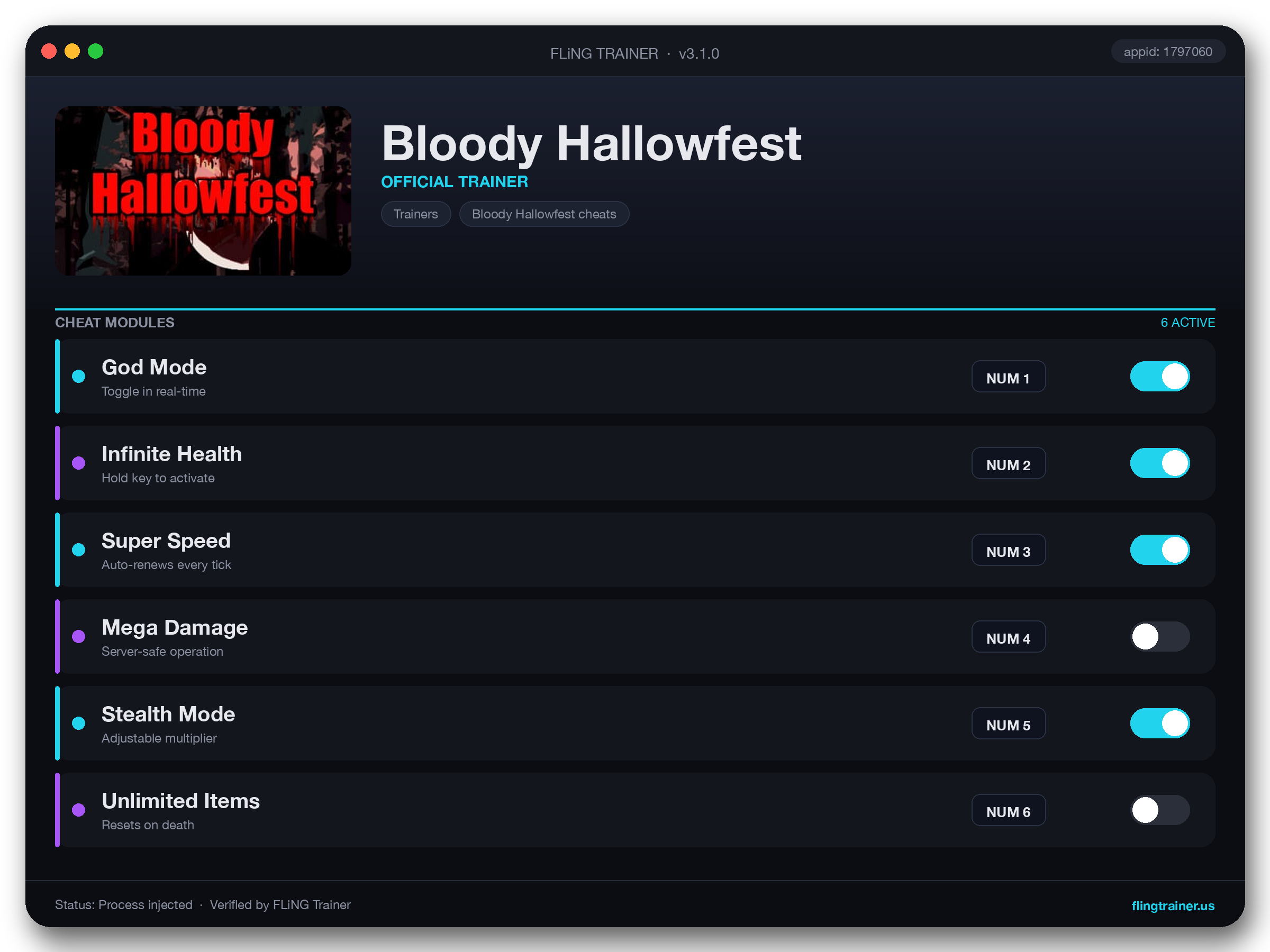 Bloody Hallowfest Trainer interface