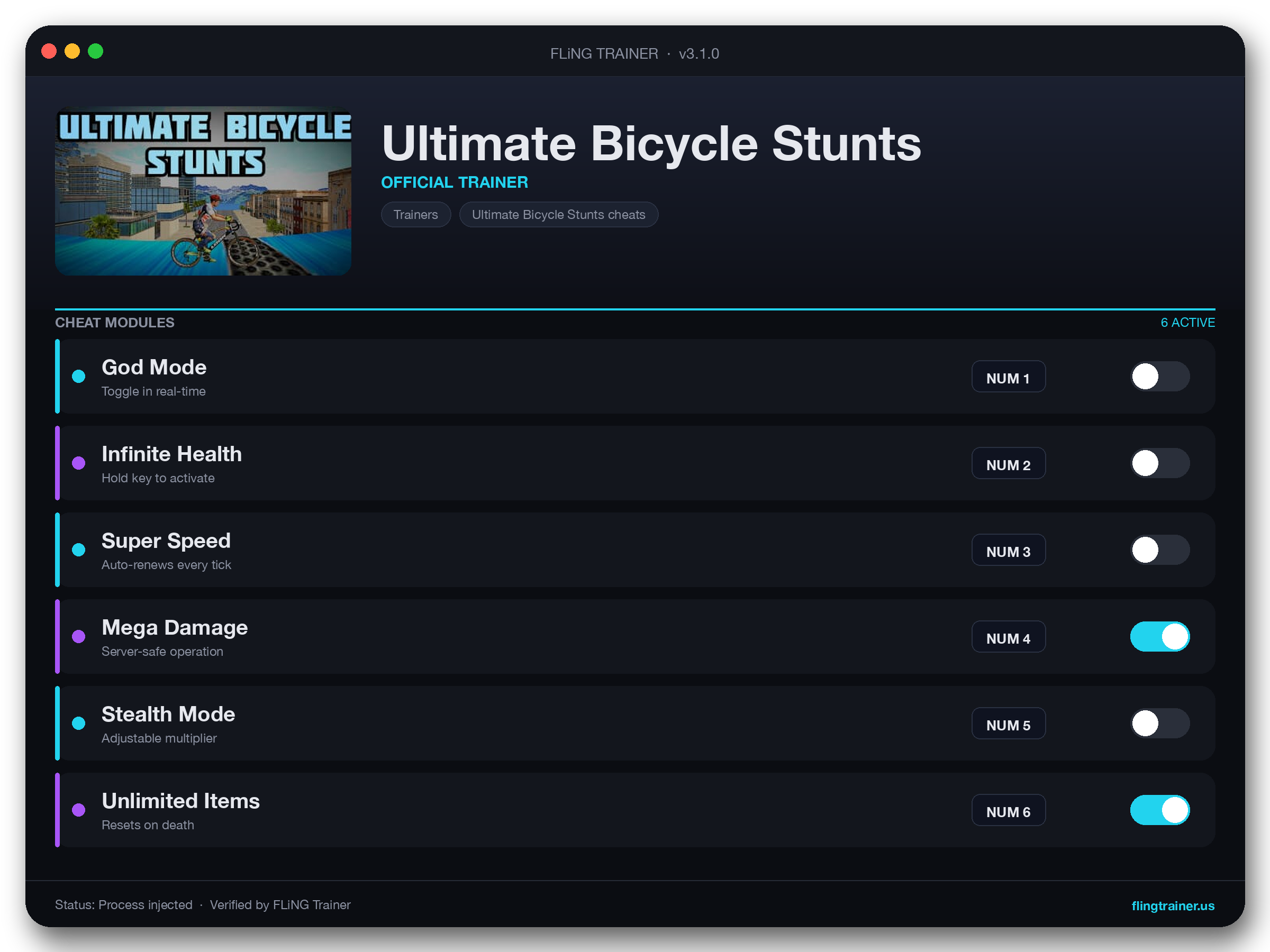 Ultimate Bicycle Stunts Trainer interface