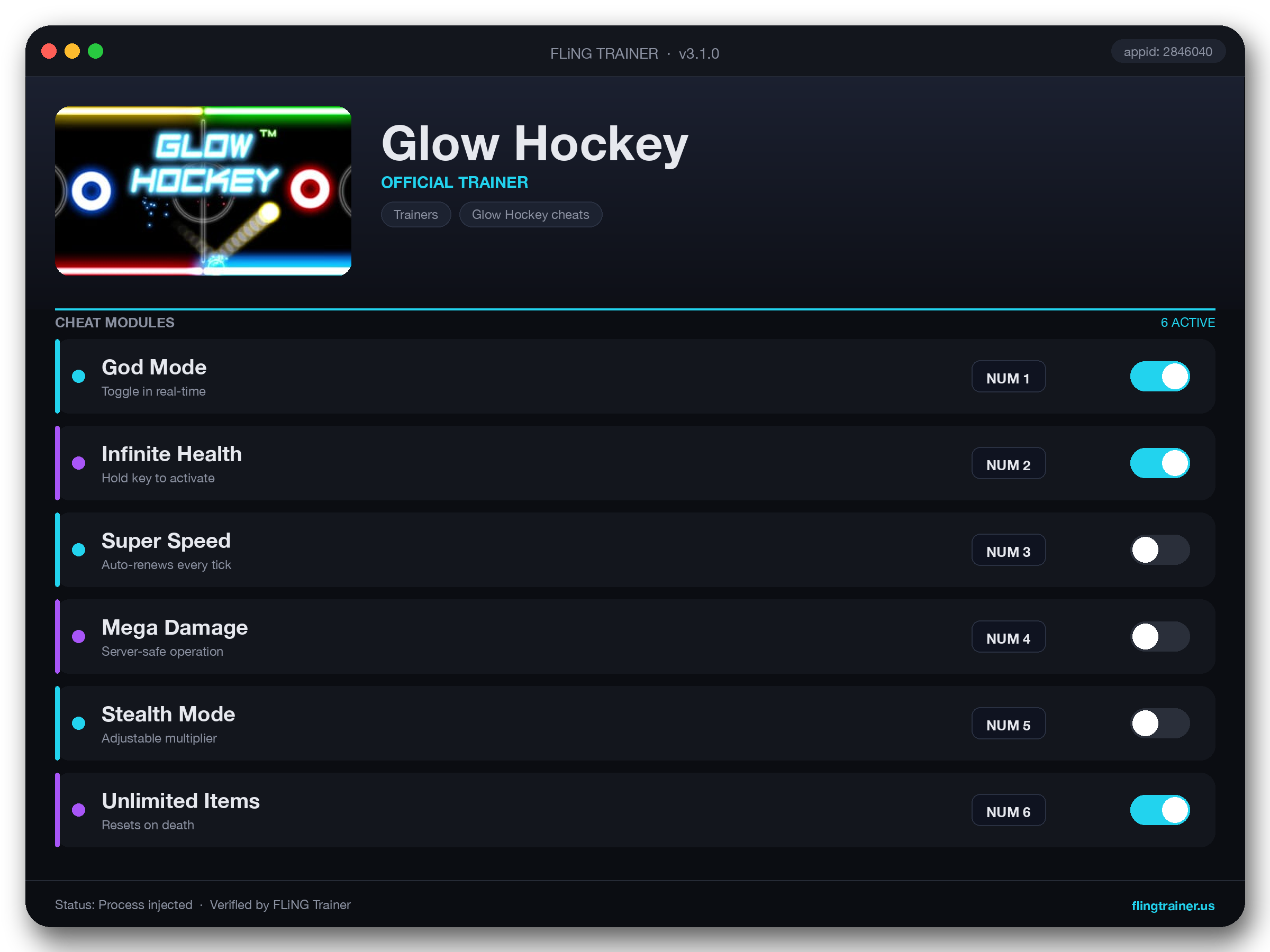 Glow Hockey Trainer interface