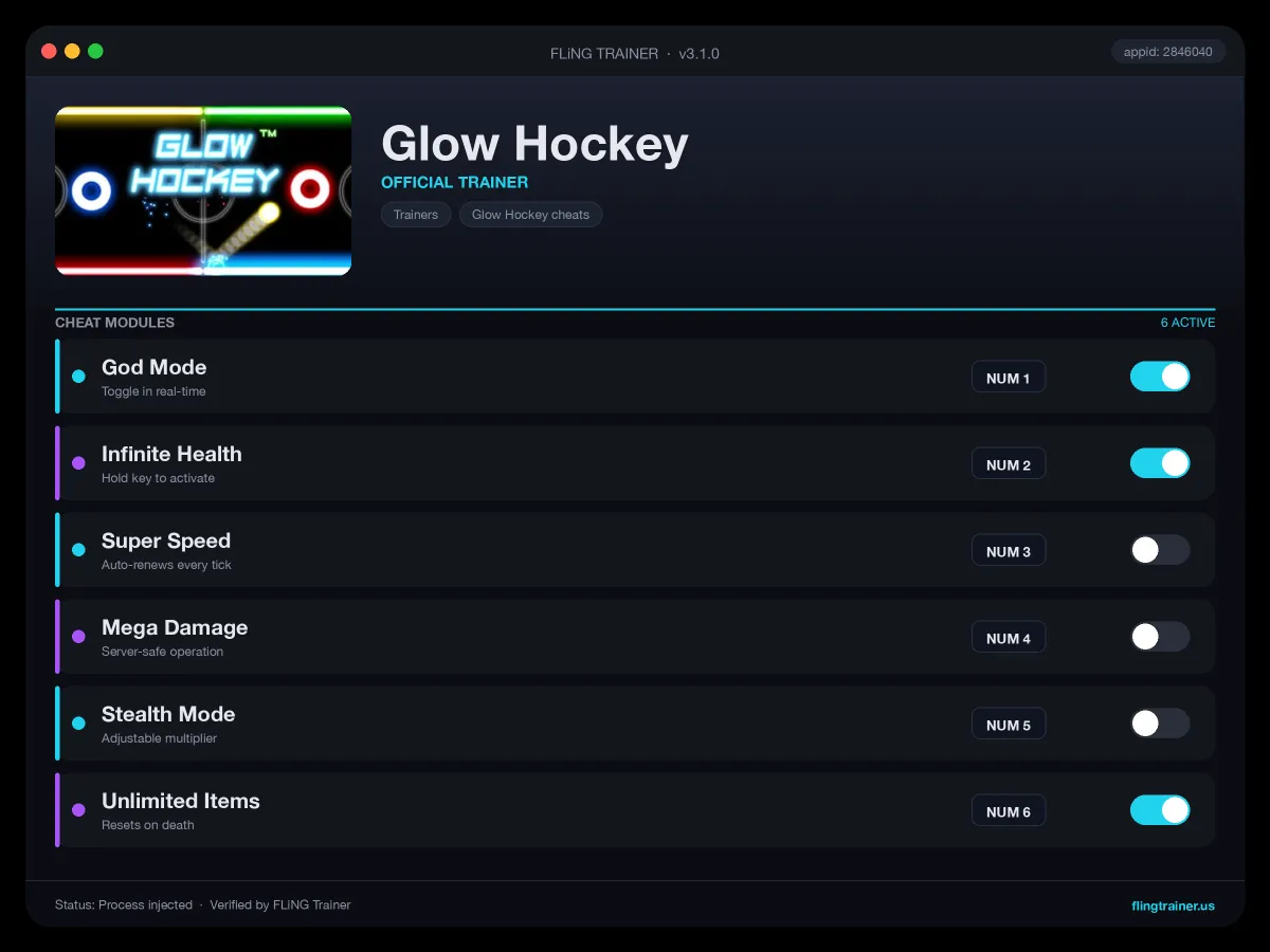 Glow Hockey Trainer interface