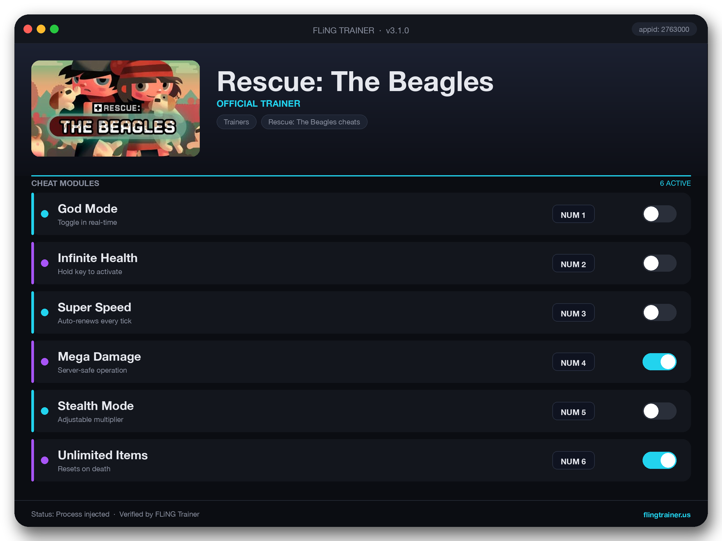 Rescue: The Beagles Trainer interface
