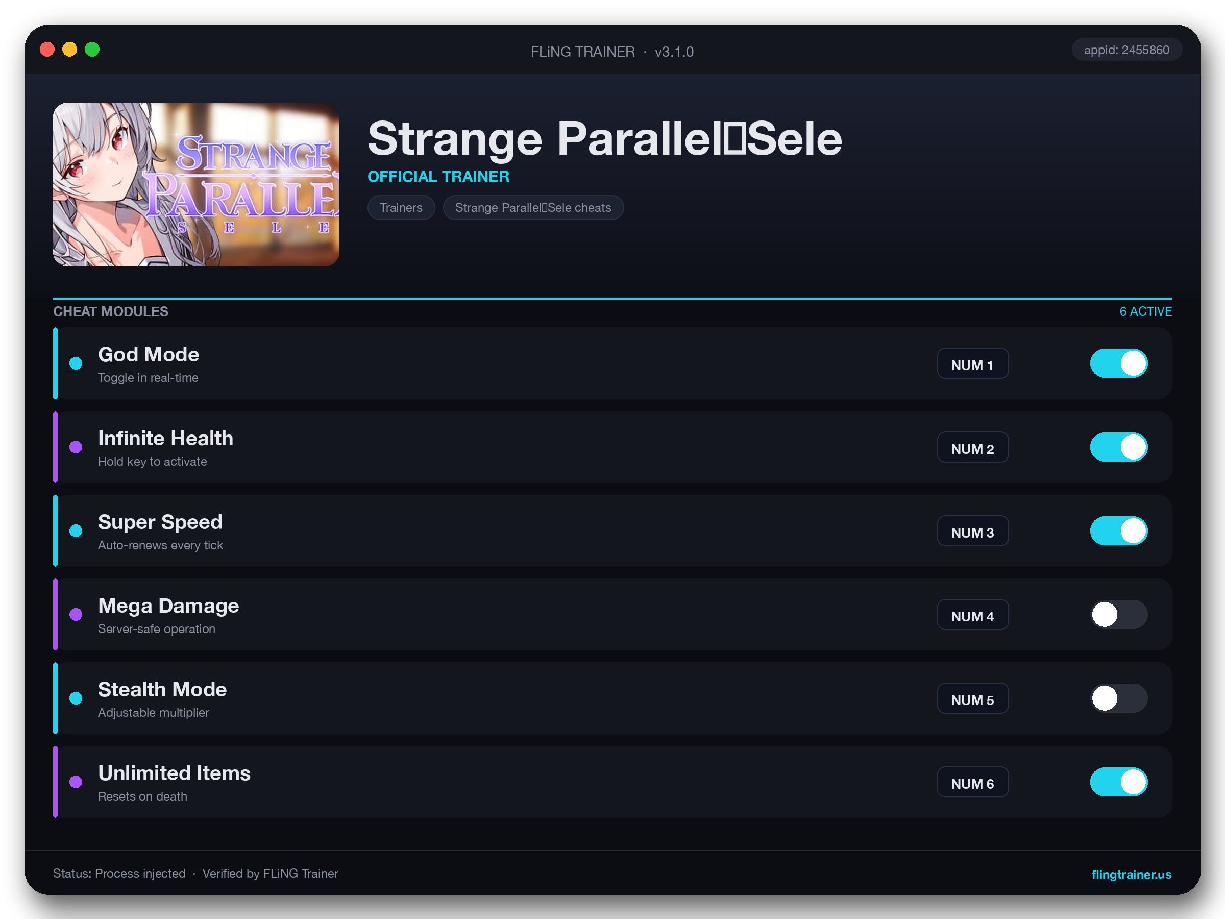 Strange Parallel:Sele Trainer interface