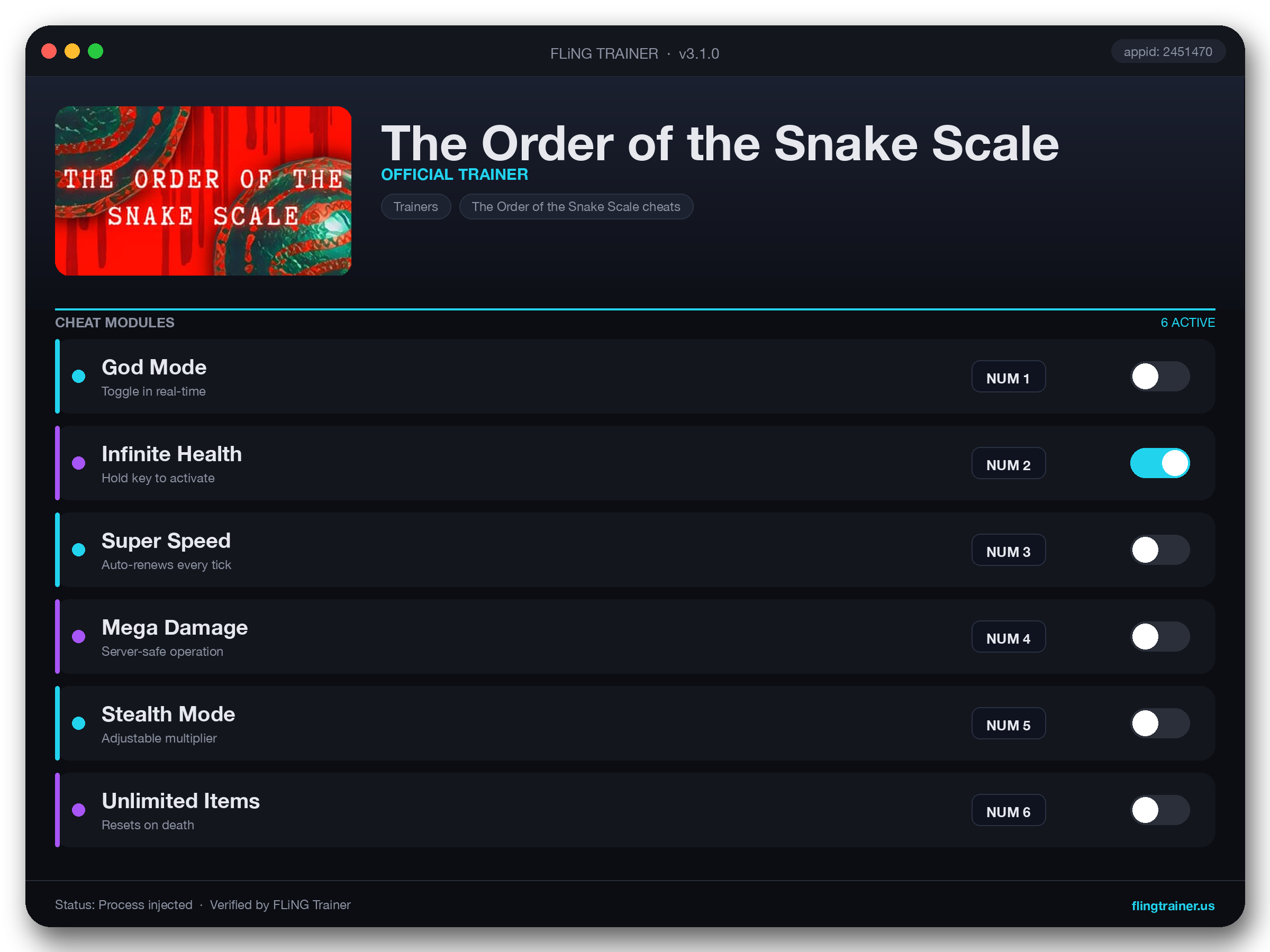The Order of the Snake Scale Trainer interface