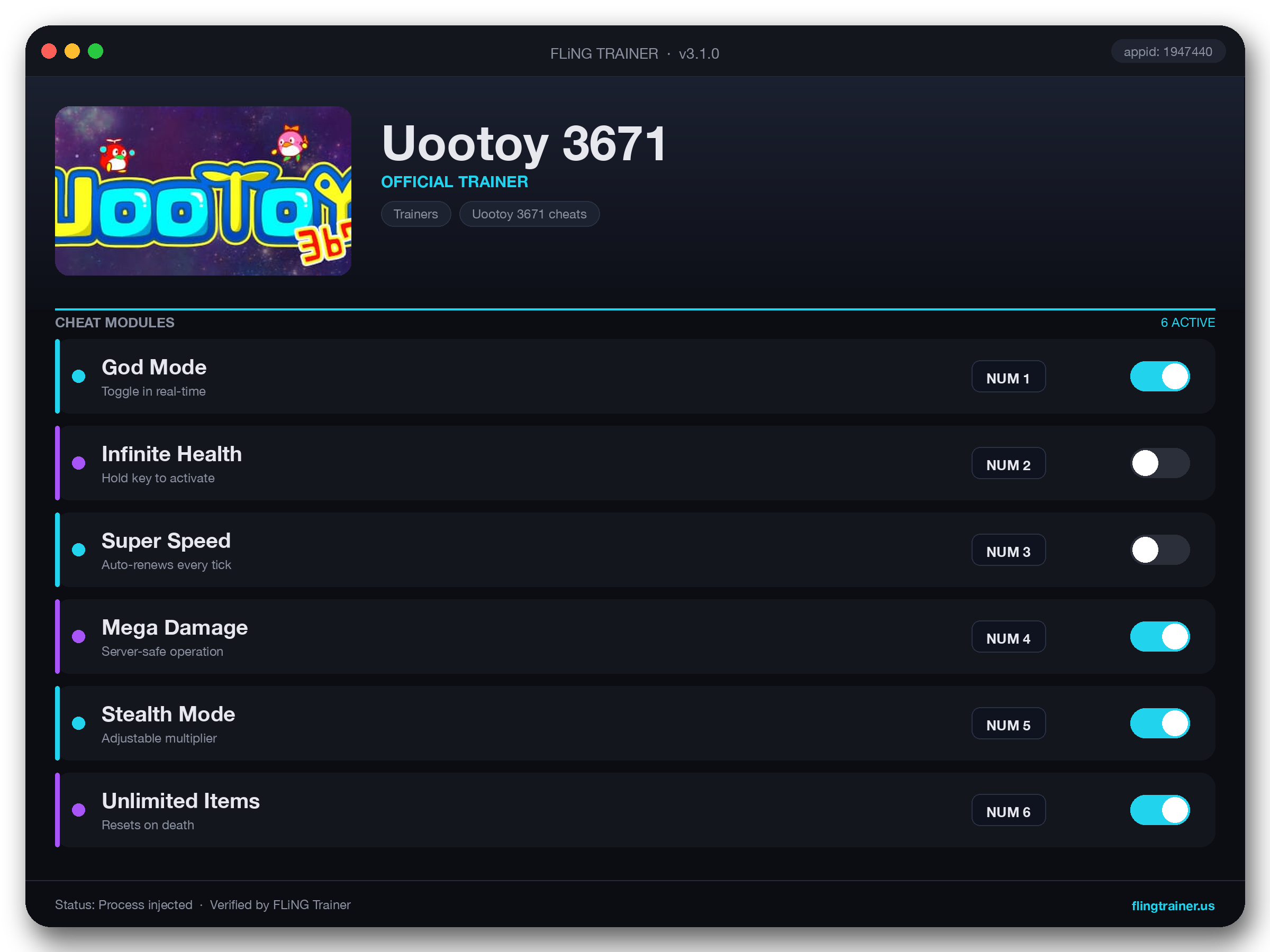 Uootoy 3671 Trainer interface